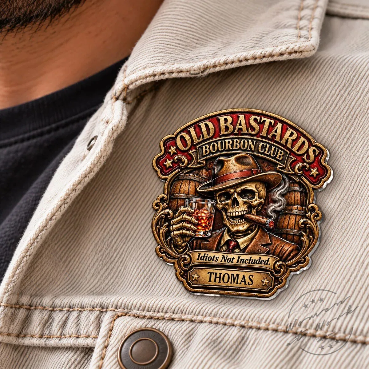 Old Bastards Bourbon Club Skeleton Drinking Whiskey Personalized Pin 20 Old Bastards Bourbon Club Skeleton Drinking Whiskey Personalized Pin