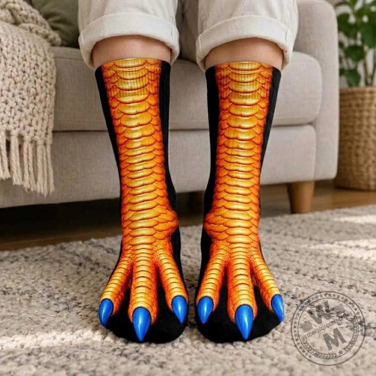 Funny Chicken Feet Crew Socks with Colorful Toenails for Friends and Family 4 Funny Chicken Feet Crew Socks with Colorful Toenails for Friends and Family