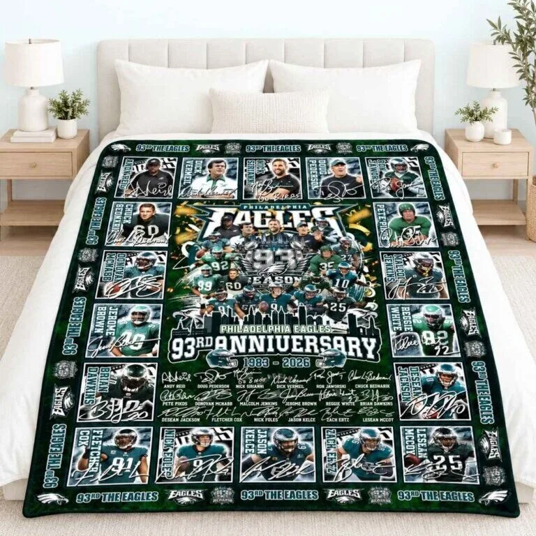 Philadelphia Eagles 93rd Anniversary Football Team Roster Blanket 6 Philadelphia Eagles 93rd Anniversary Football Team Roster Blanket