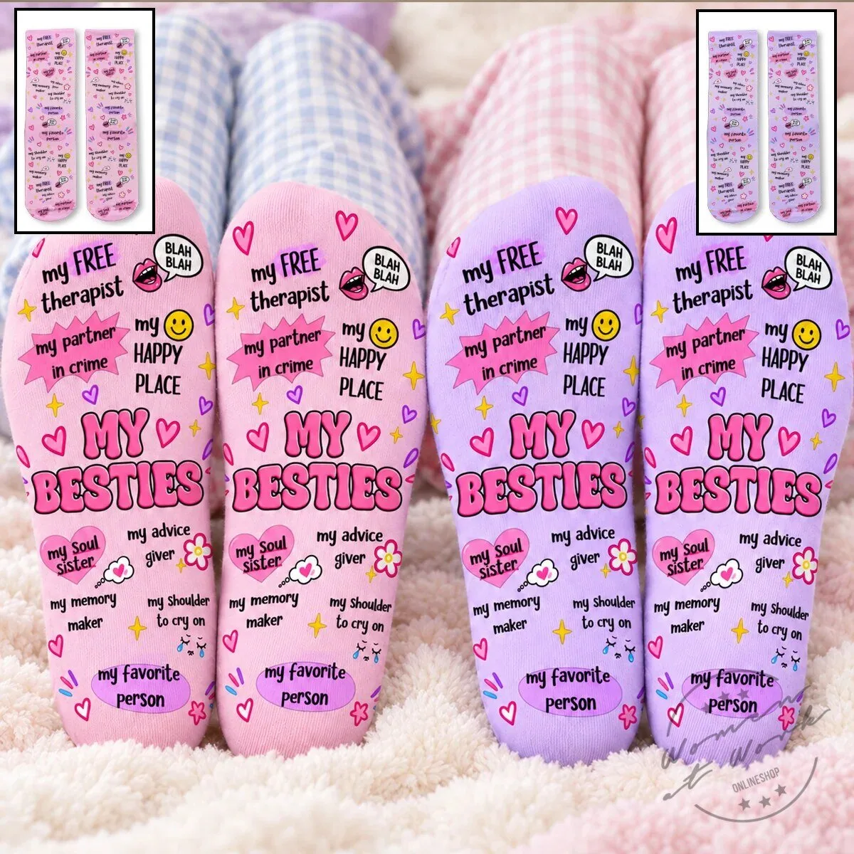 My Free Therapist My Besties Personalized Crew Socks