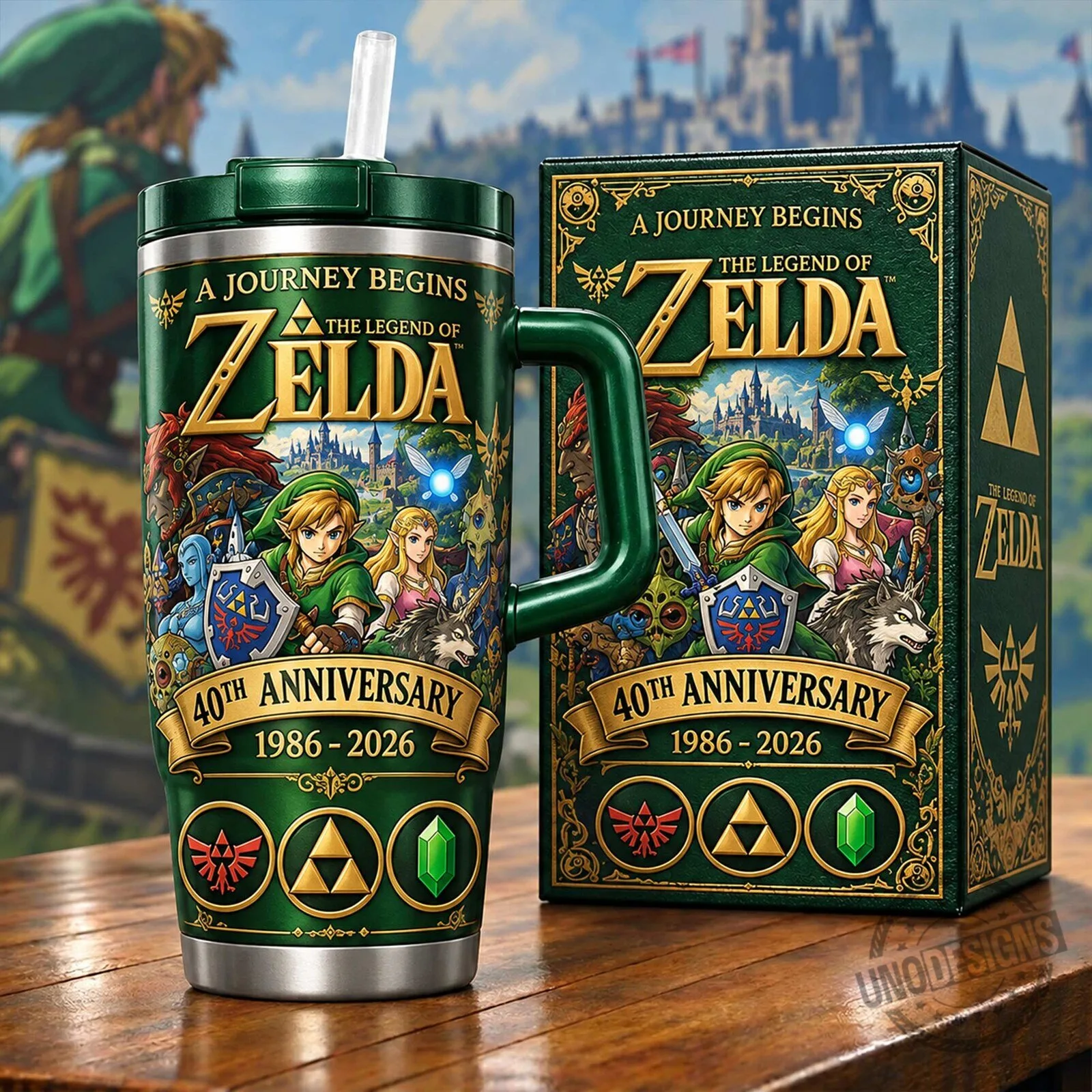 The Legend of Zelda 40th Anniversary Adventure Tumbler with Handle