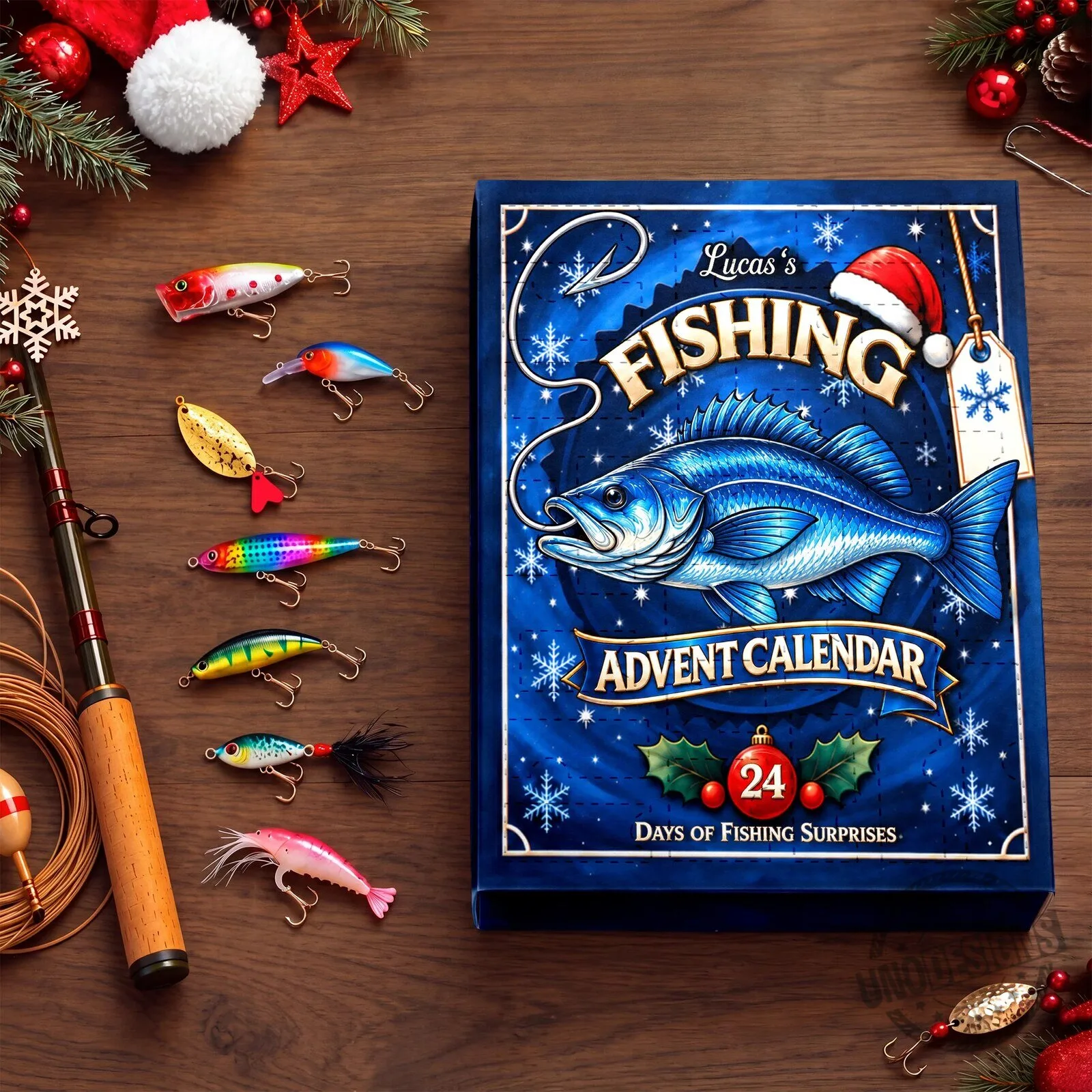 Personalized Fishing Lures Advent Calendar Christmas Gift