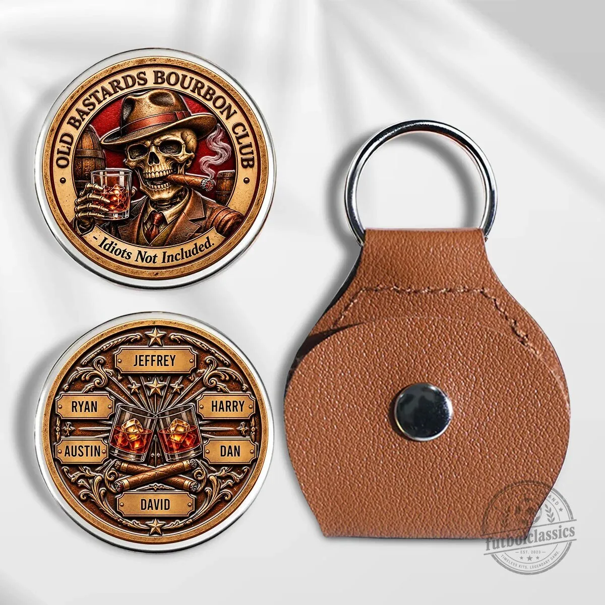 Old Bastards Bourbon Club Personalized Pocket Hug Keychain