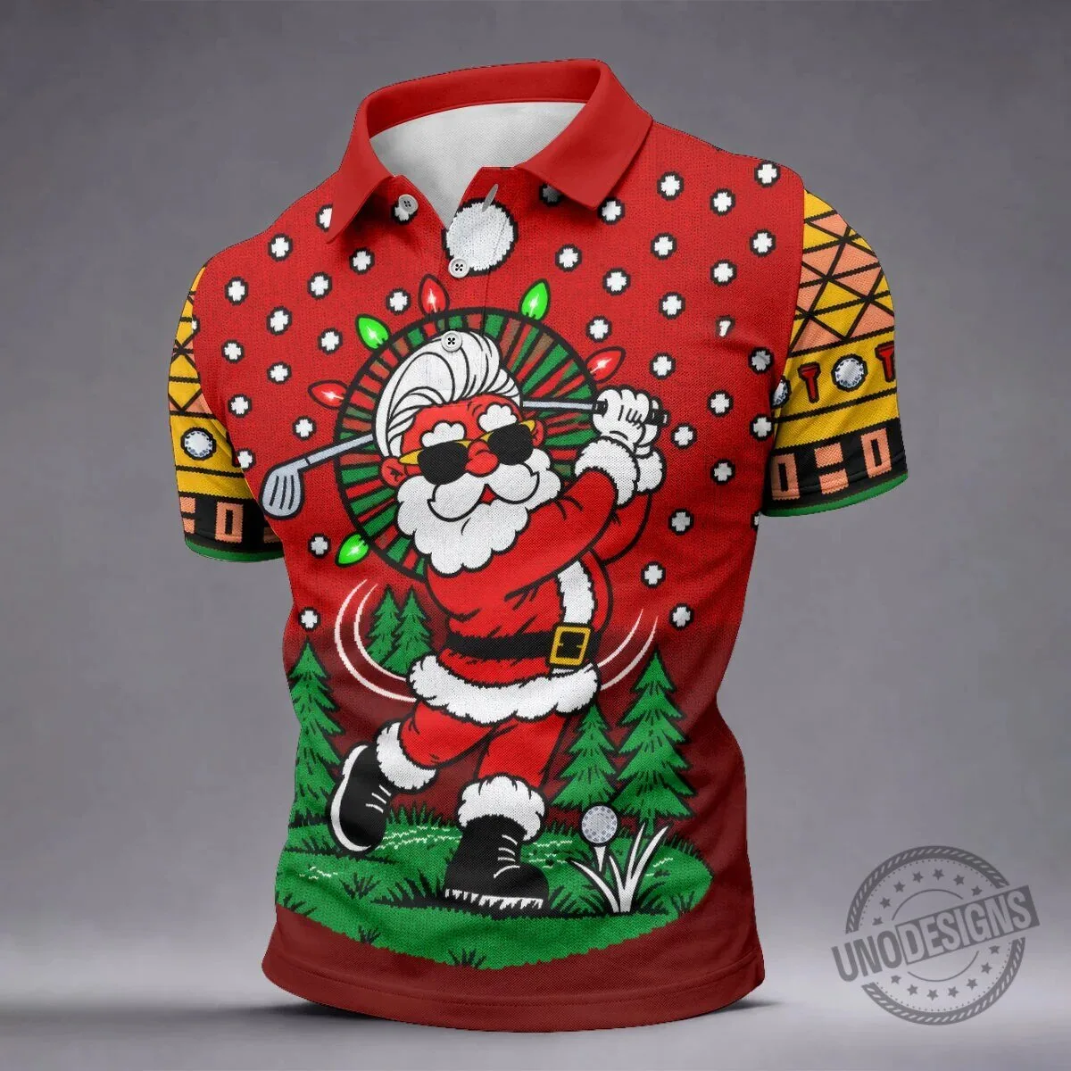 Funny Santa Claus Golfing Christmas Holiday Polo Shirt for Men 5 Funny Santa Claus Golfing Christmas Holiday Polo Shirt for Men