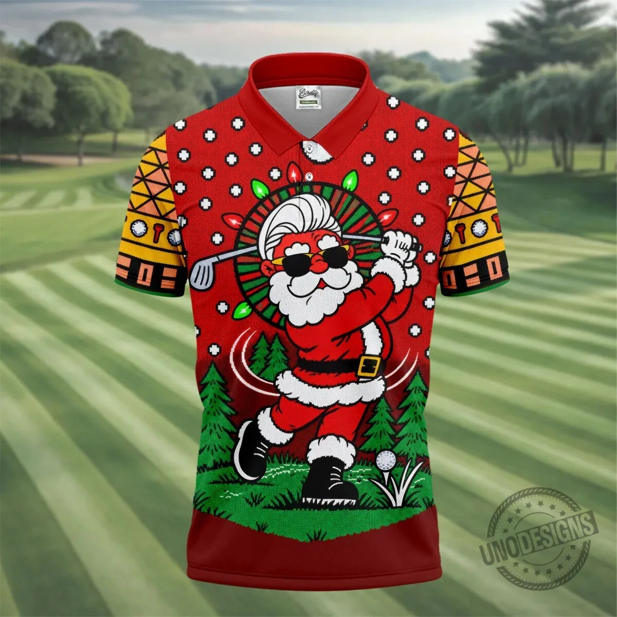 Funny Santa Claus Golfing Christmas Holiday Polo Shirt for Men 6 Funny Santa Claus Golfing Christmas Holiday Polo Shirt for Men