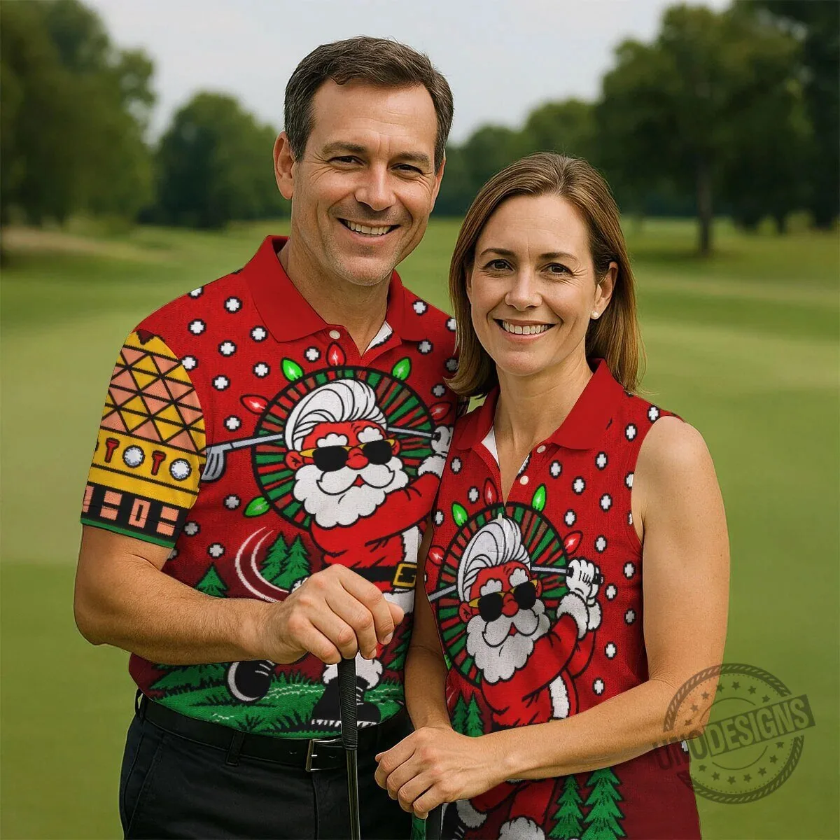 Funny Santa Claus Golfing Christmas Holiday Polo Shirt for Men 7 Funny Santa Claus Golfing Christmas Holiday Polo Shirt for Men