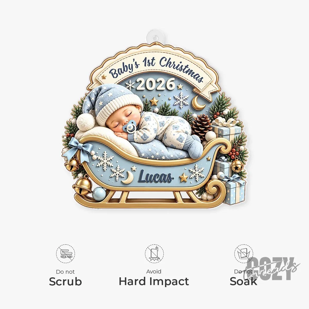 Baby's First Christmas 2026 Sleeping Baby Sleigh Acrylic Ornament 10 Baby