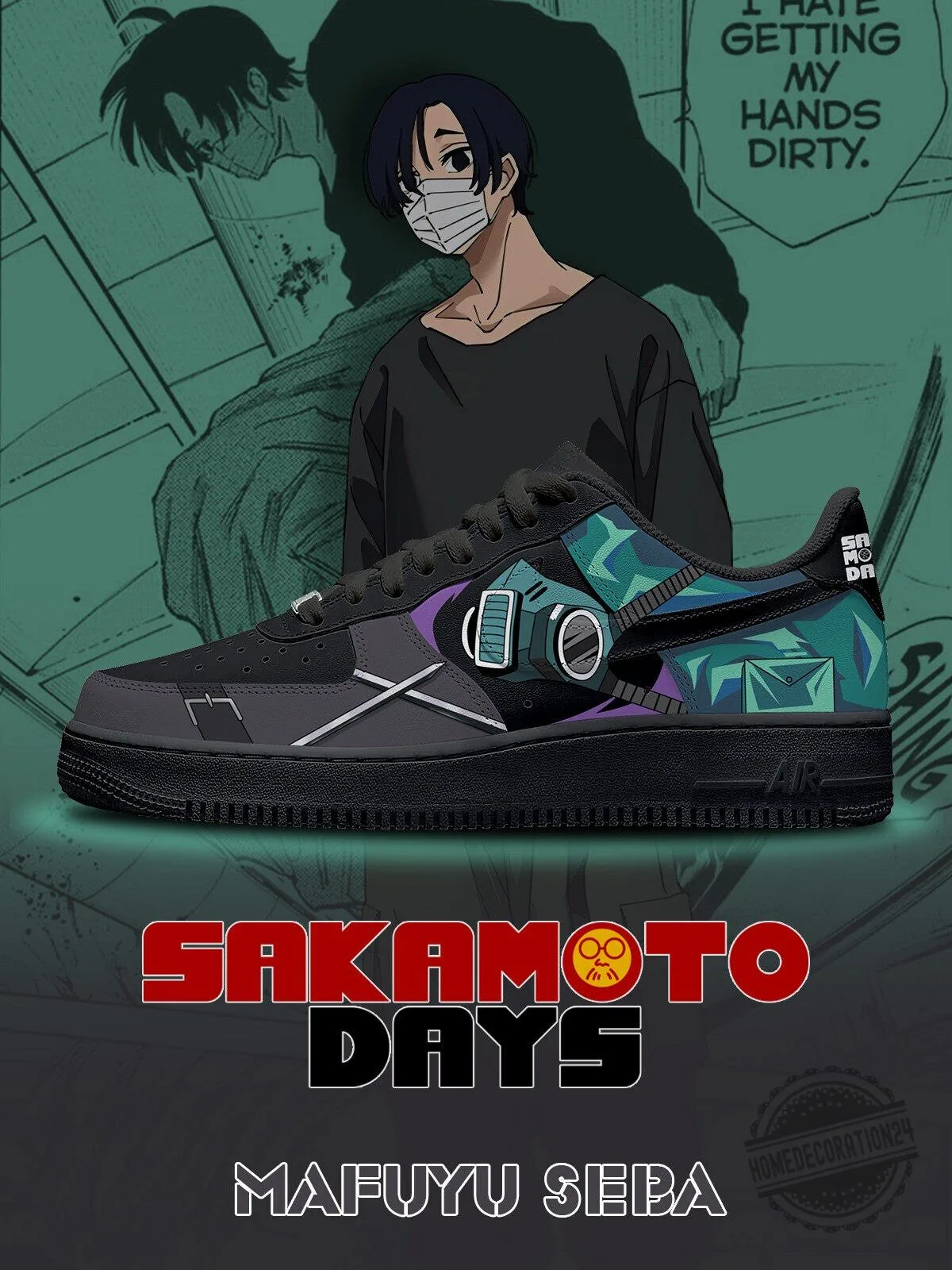 Mafuyu Seba Sakamoto Days Anime Custom Sneakers