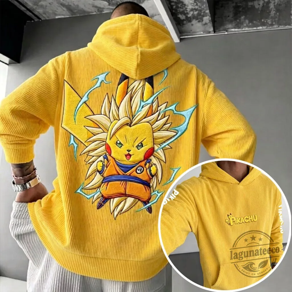 Pikachu Super Saiyan Dragon Ball Z Anime Corduroy Hoodie