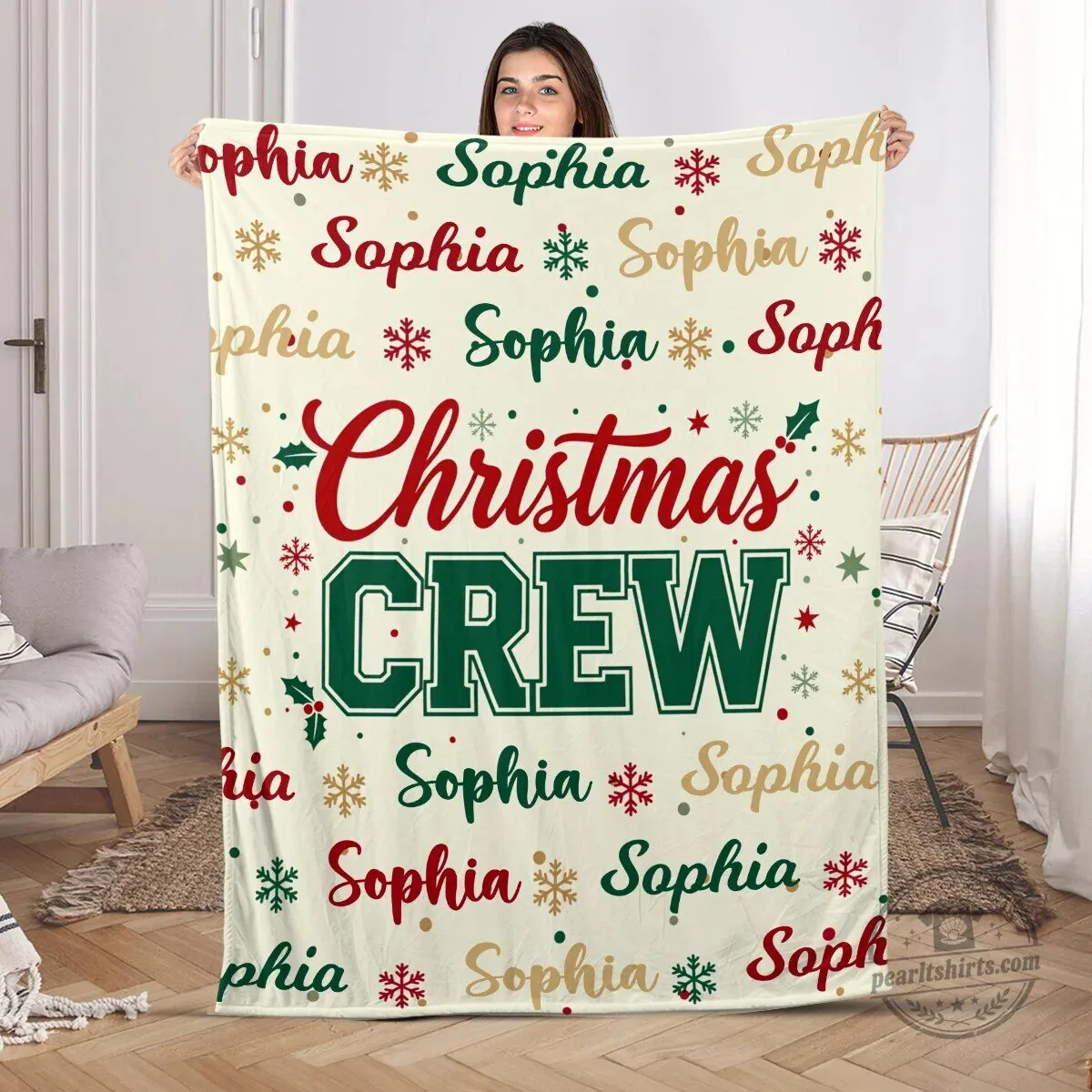 Personalized Christmas Crew Family Name Holiday Fleece Blanket 4 Personalized Christmas Crew Family Name Holiday Fleece Blanket