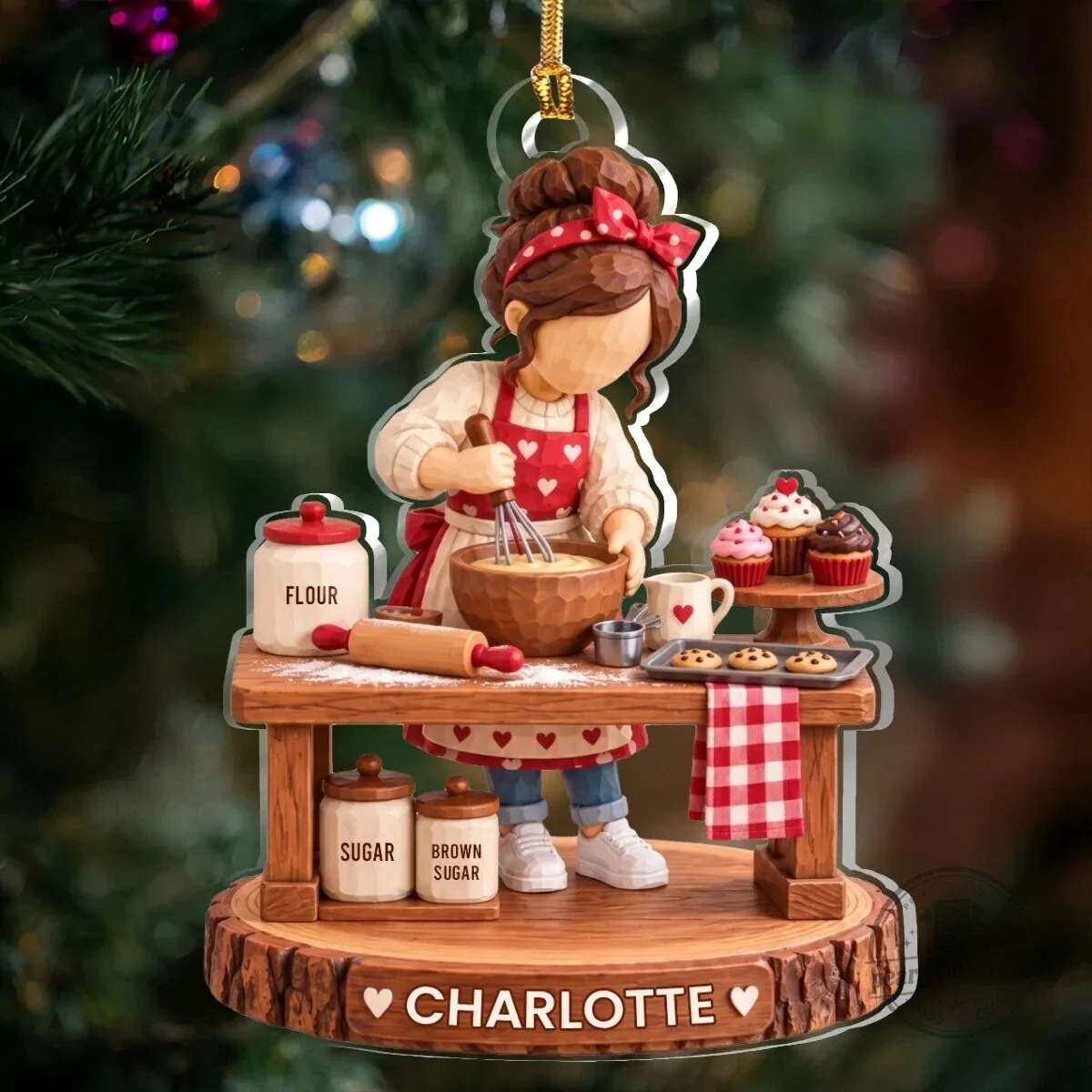 Personalized Baker Girl Christmas Tree Ornament