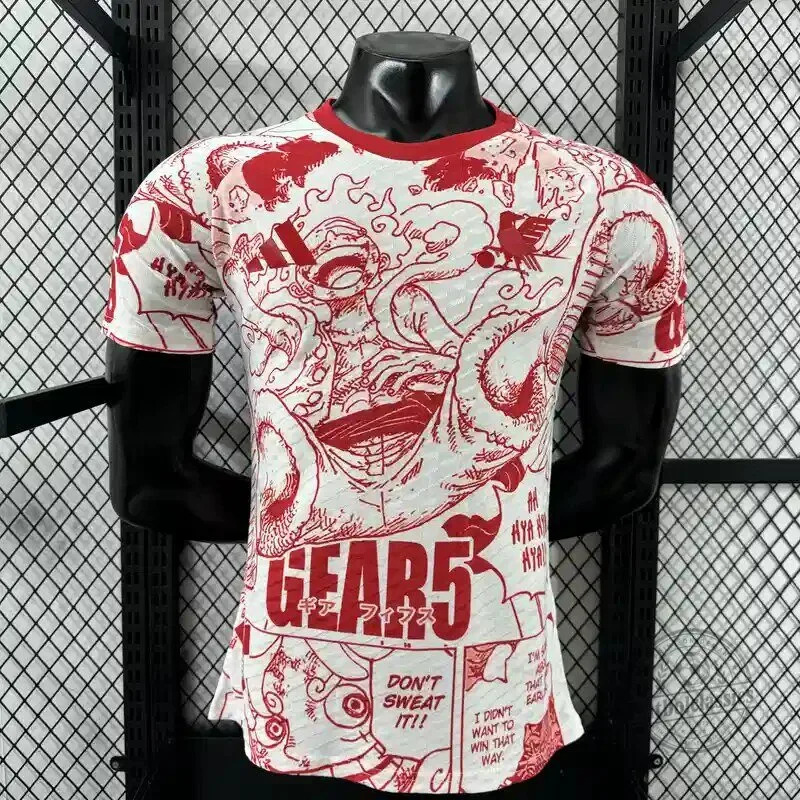 One Piece Monkey D. Luffy Gear 5 Anime Manga White Red T-Shirt
