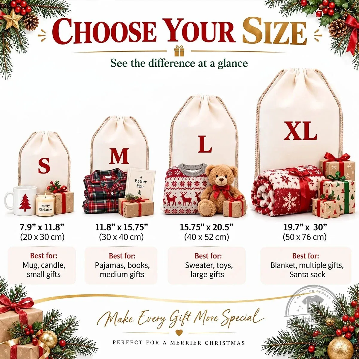 Personalized North Pole Express Christmas Drawstring Gift Bag 12 Personalized North Pole Express Christmas Drawstring Gift Bag