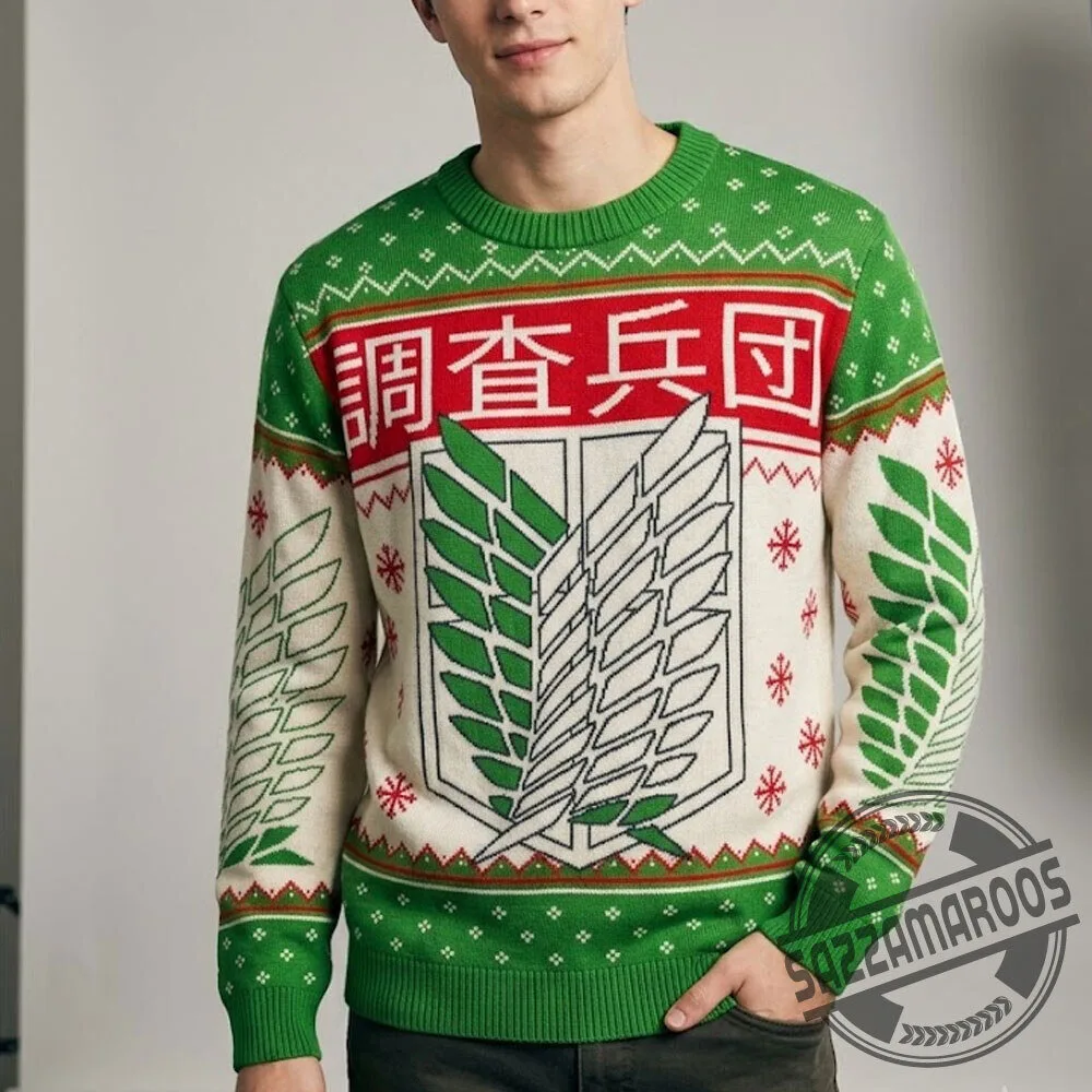Attack on Titan Kanji and Swords Ugly Christmas Sweater Men Women 4 Attack on Titan Kanji and Swords Ugly Christmas Sweater Men Women
