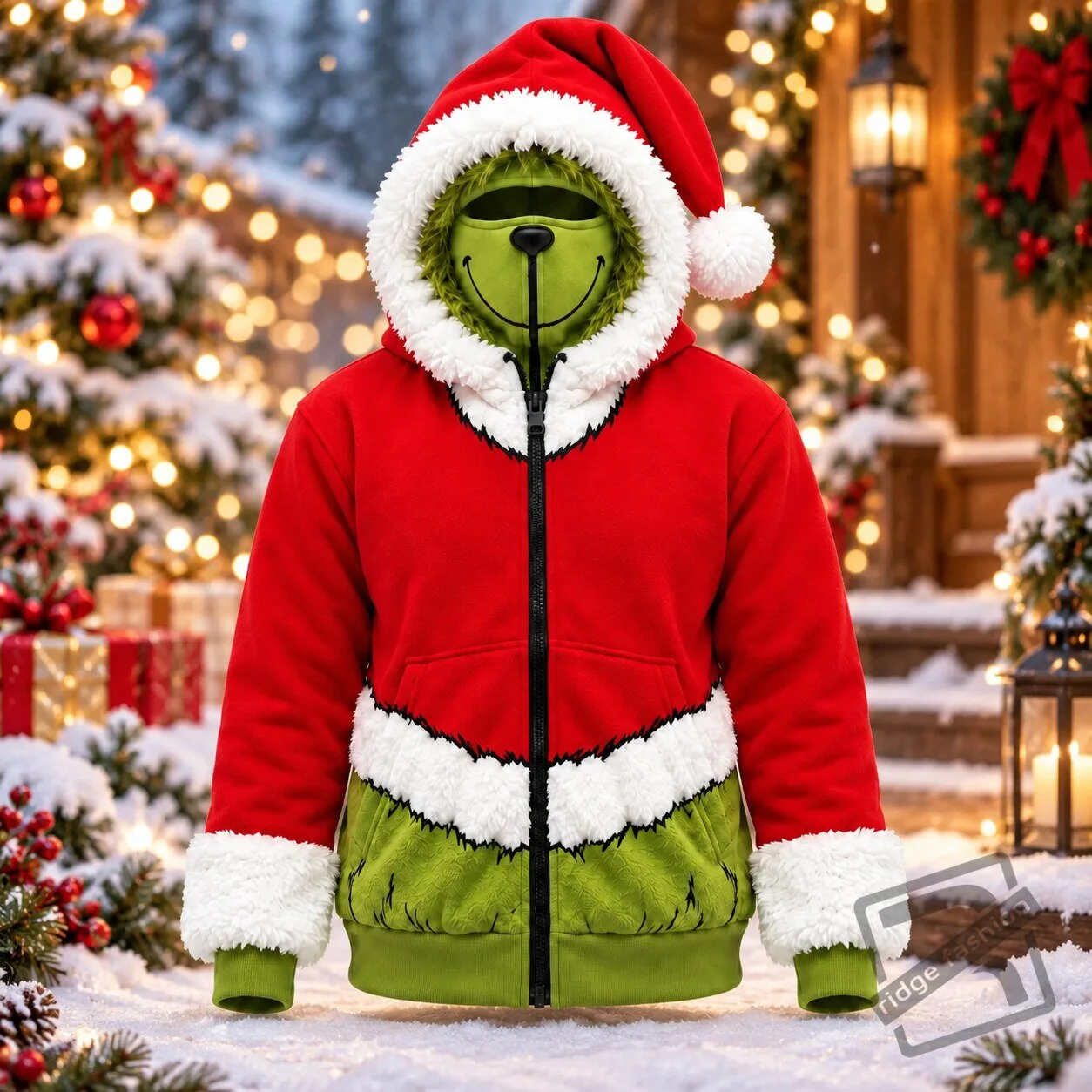 GrinchHoodMas – The Green Christmas Mask Zip-Up Hoodie