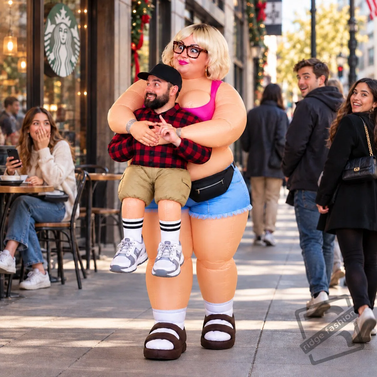 Funny Inflatable Giant Woman Carrying Man Costume – Blow Up Carry Me Outfit Funny Inflatable Giant Woman Carrying Man Costume - Blow Up Outfit – image 3 of 4