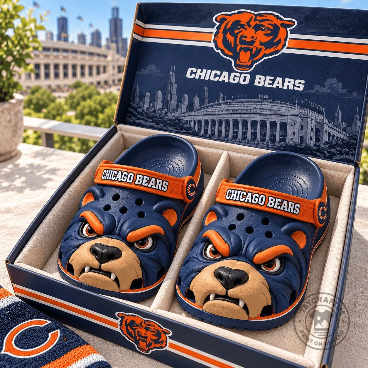 Chicago Bears Mascot Face Team Logo Sport Clogs
