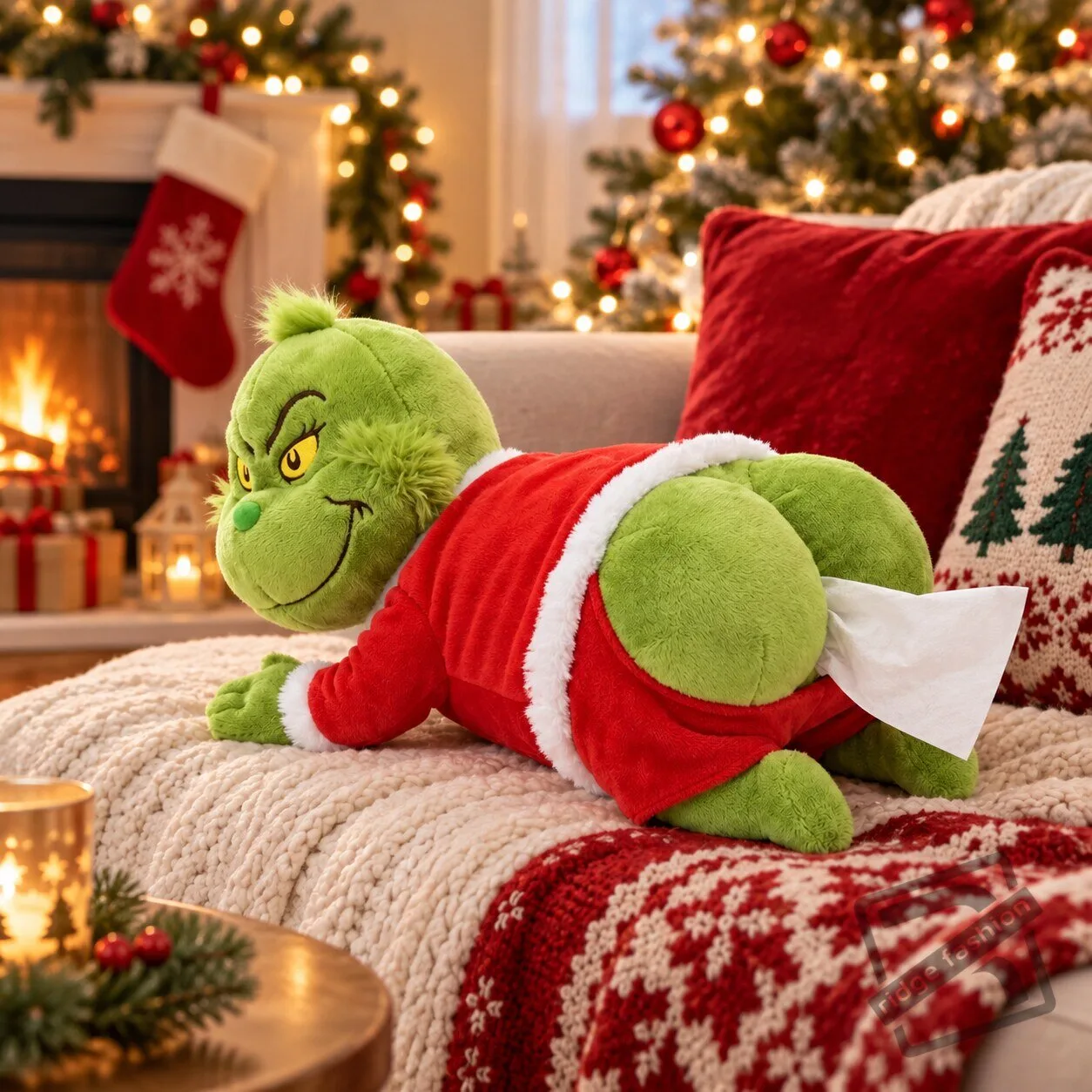 Funny Grinch Butt Plush Tissue Box Cover Grinch Butt Plush Tissue Box Cover - Funny Holiday Decor – image 2 of 3