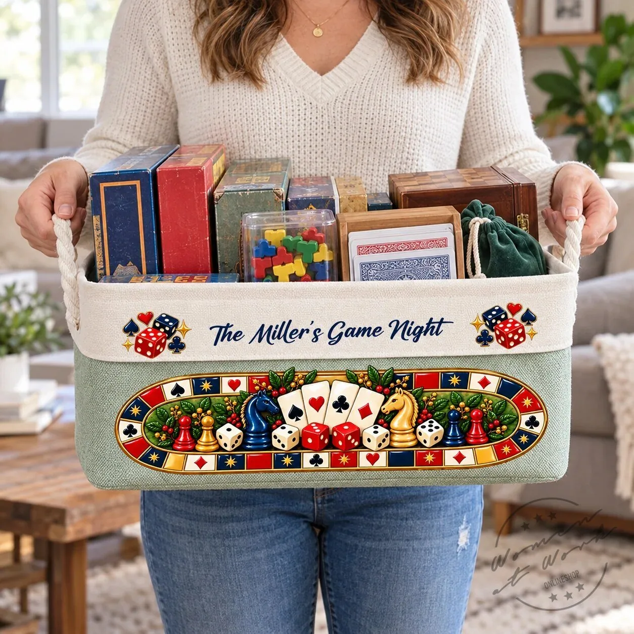 Customizable Storage Basket for Board Games and Playing Cards - Family Game Night Essential 28 Customizable Storage Basket for Board Games and Playing Cards - Family Game Night Essential