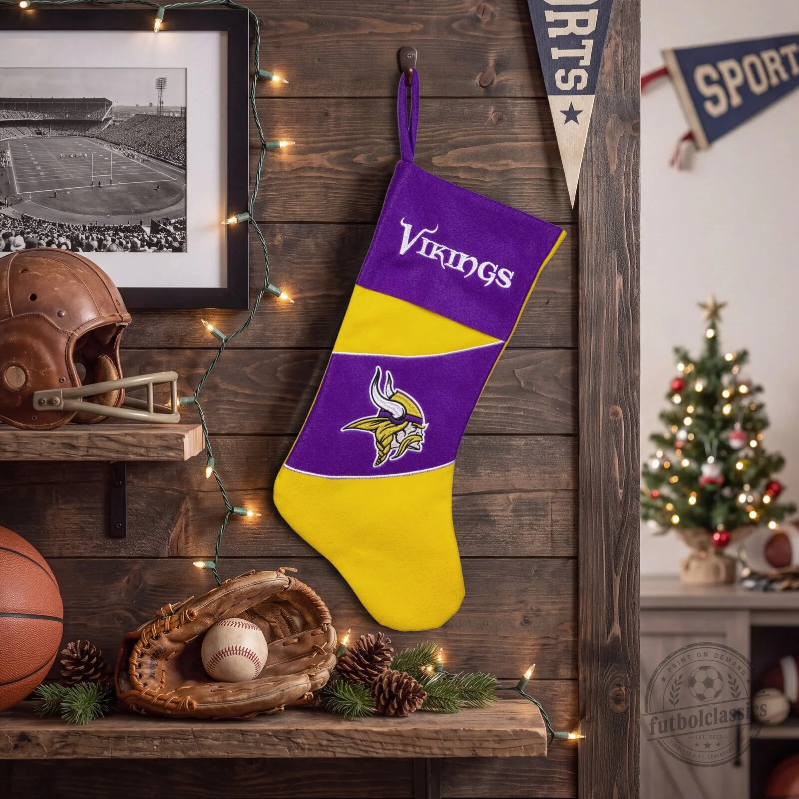 Minnesota Vikings NFL Football Team Logo Christmas Stocking Holiday Decor