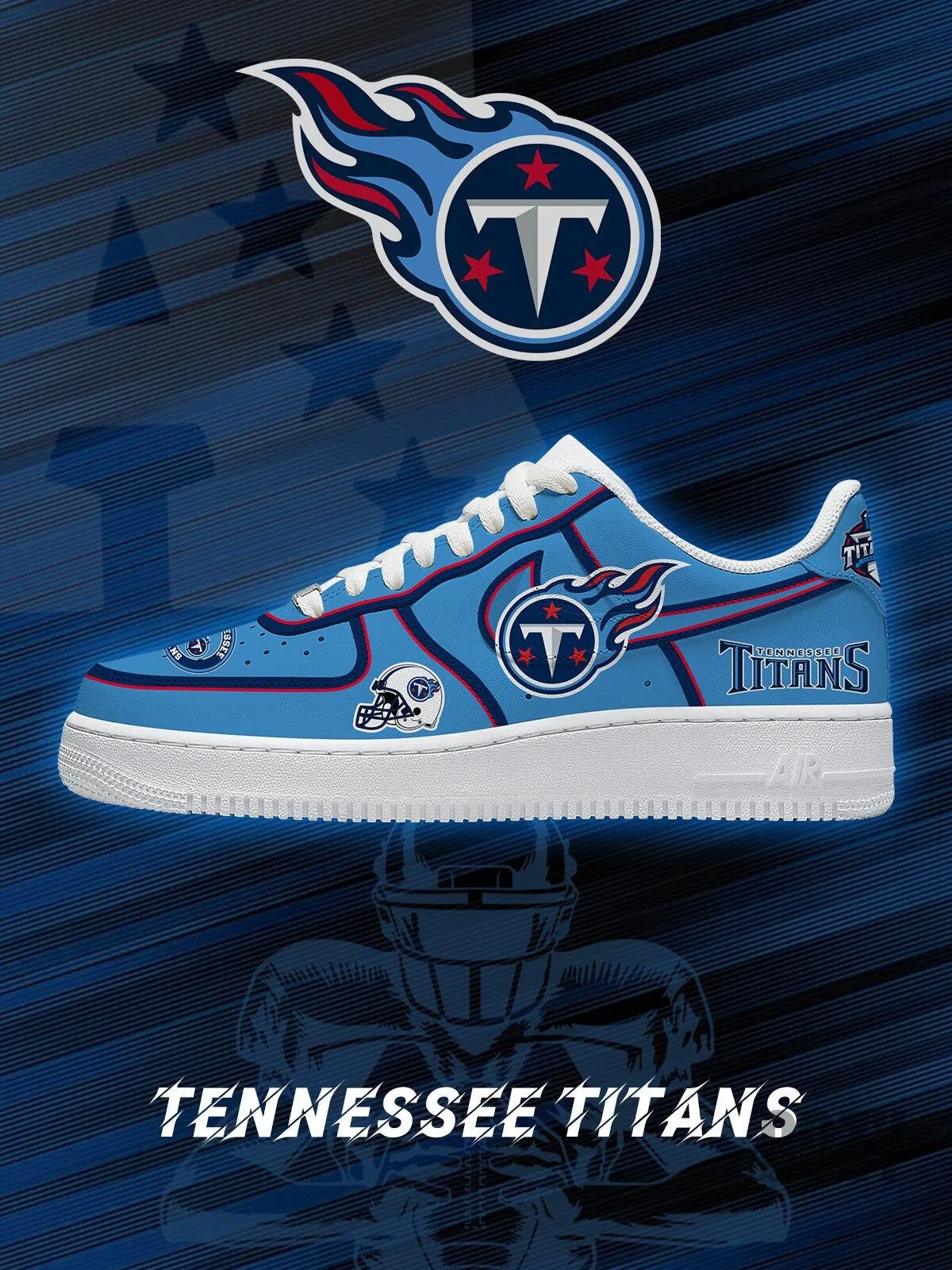 Tennessee Titans NFL Football Team Logo Custom Printed Sneakers