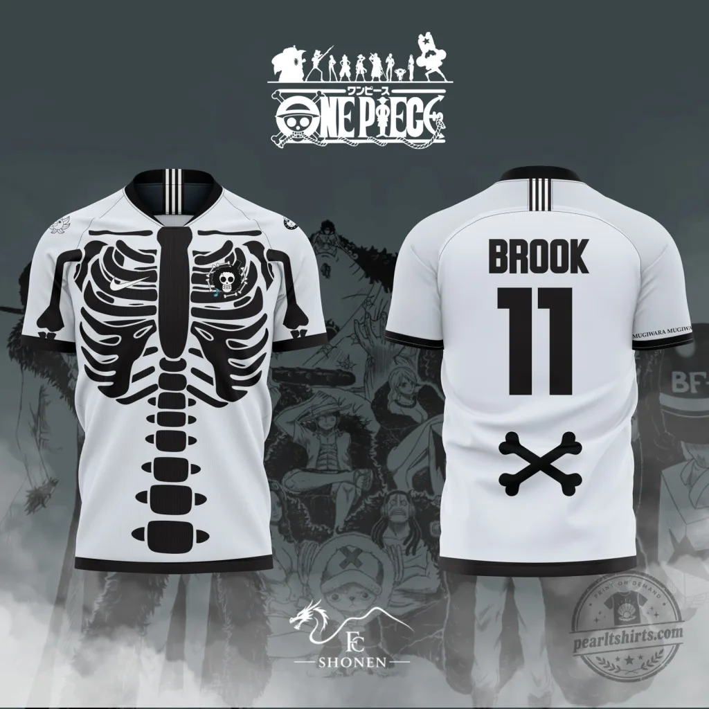 One Piece Brook Skeleton Design Soccer Jersey with Number Eleven