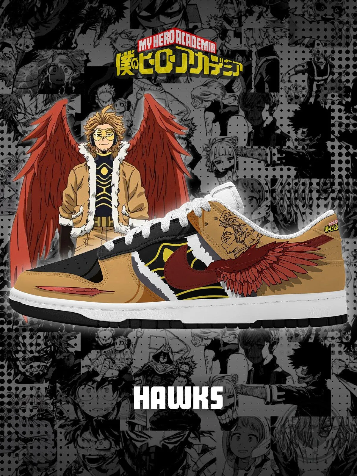 My Hero Academia Hawks Anime Manga Character Custom Low Top Shoes