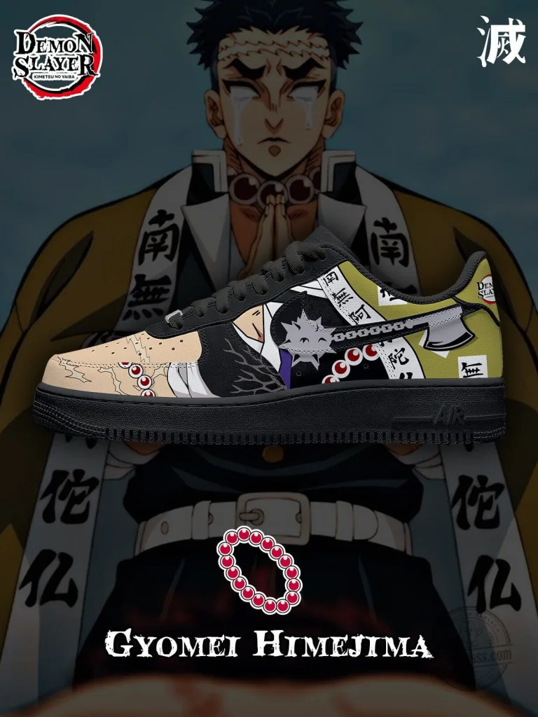 Demon Slayer Gyomei Himejima Anime Character Themed Black Custom Shoes