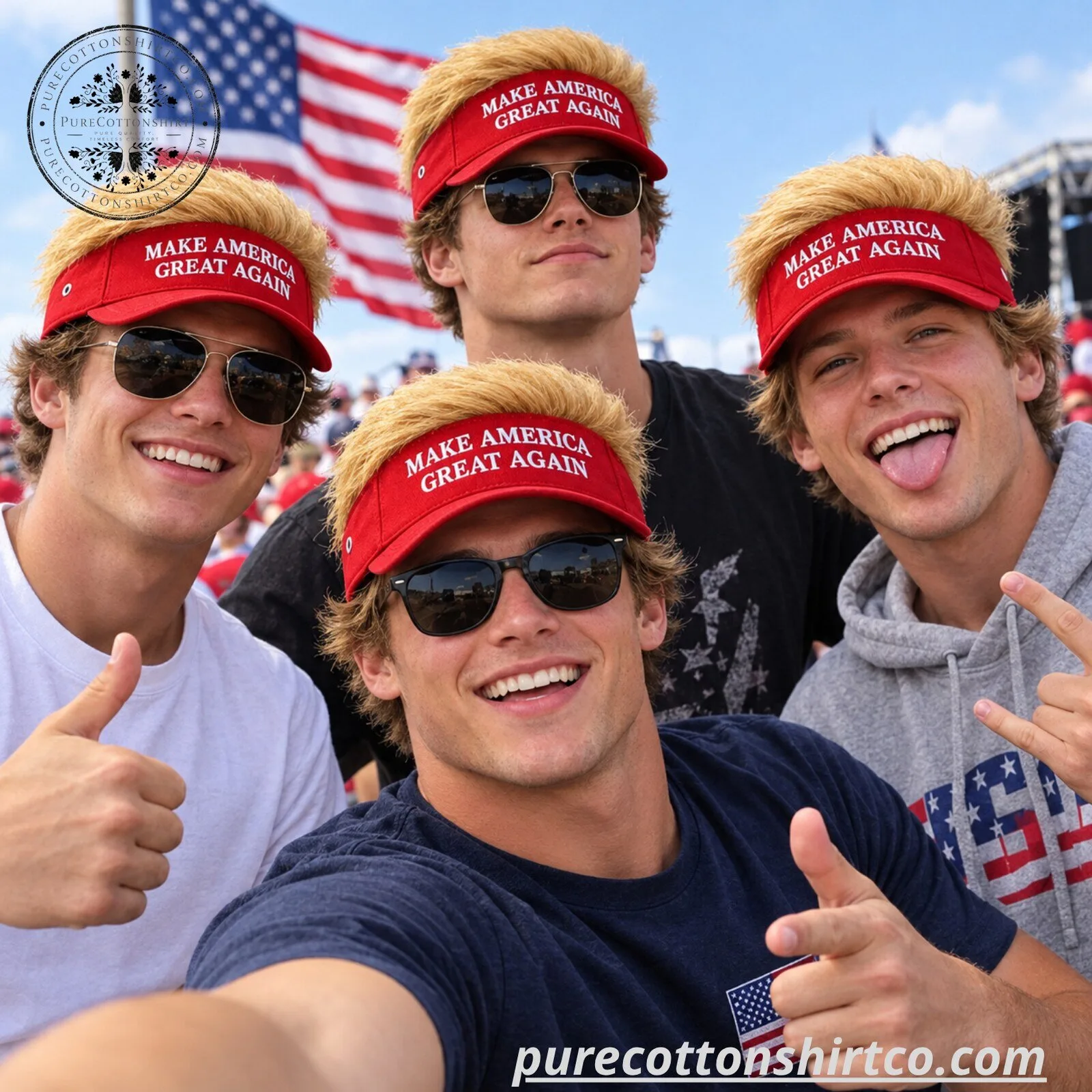 Donald Trump MAGA Visor Hat with Blonde Hair - Funny Golf Sun Visor Cap 7 Donald Trump MAGA Visor Hat with Blonde Hair - Funny Golf Sun Visor Cap