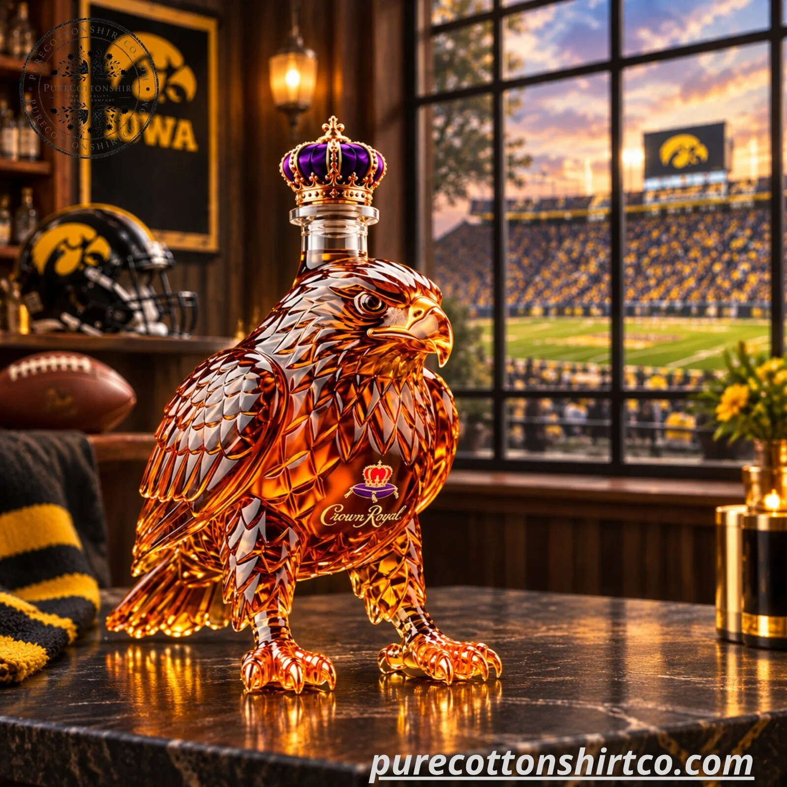 Iowa Hawkeyes 137th Anniversary Hawkeye Decanter - Crown Royal Glass Bottle - Flash Sale 7 Iowa Hawkeyes 137th Anniversary Hawkeye Decanter - Crown Royal Glass Bottle
