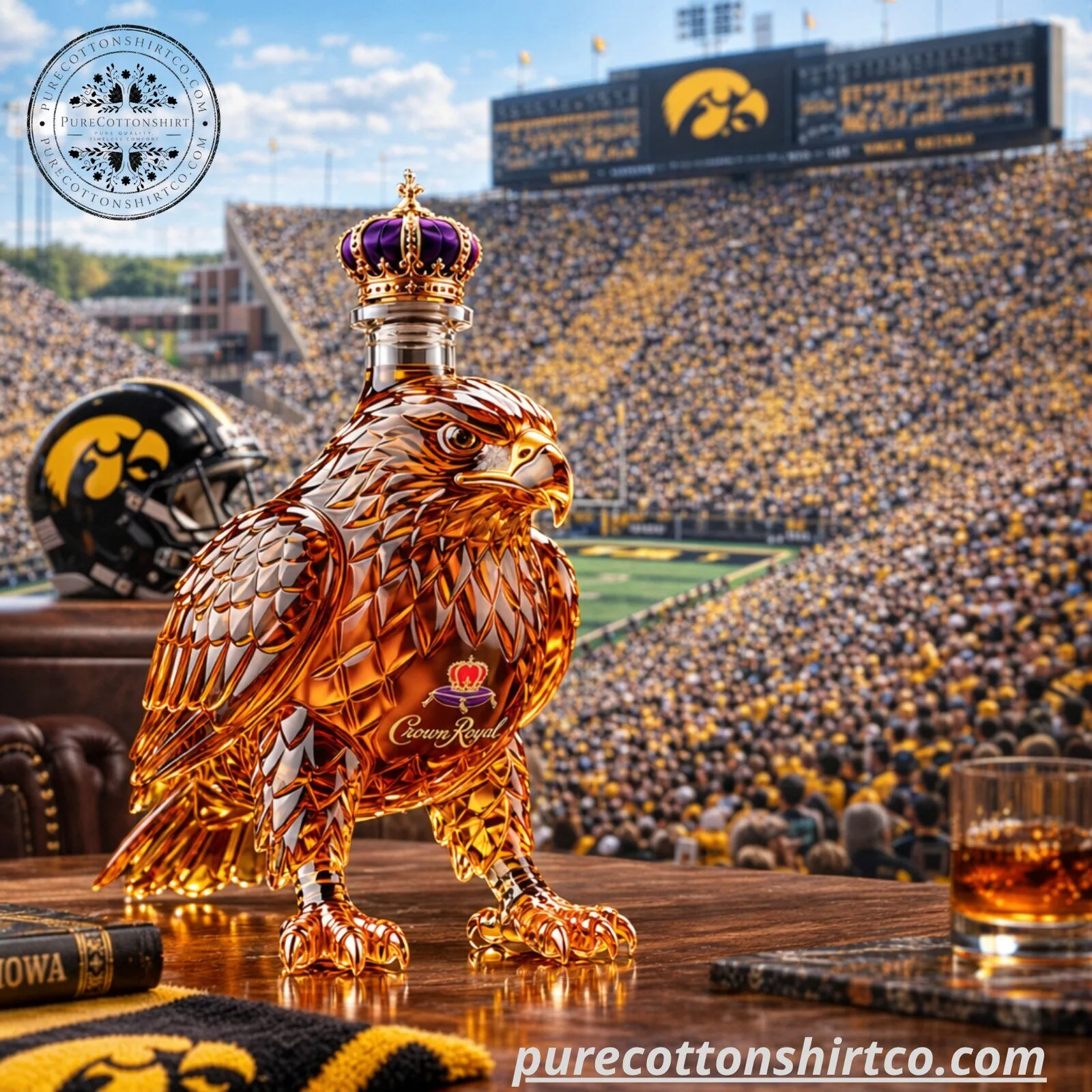 Iowa Hawkeyes 137th Anniversary Hawkeye Decanter - Crown Royal Glass Bottle - Flash Sale 10 Iowa Hawkeyes 137th Anniversary Hawkeye Decanter - Crown Royal Glass Bottle