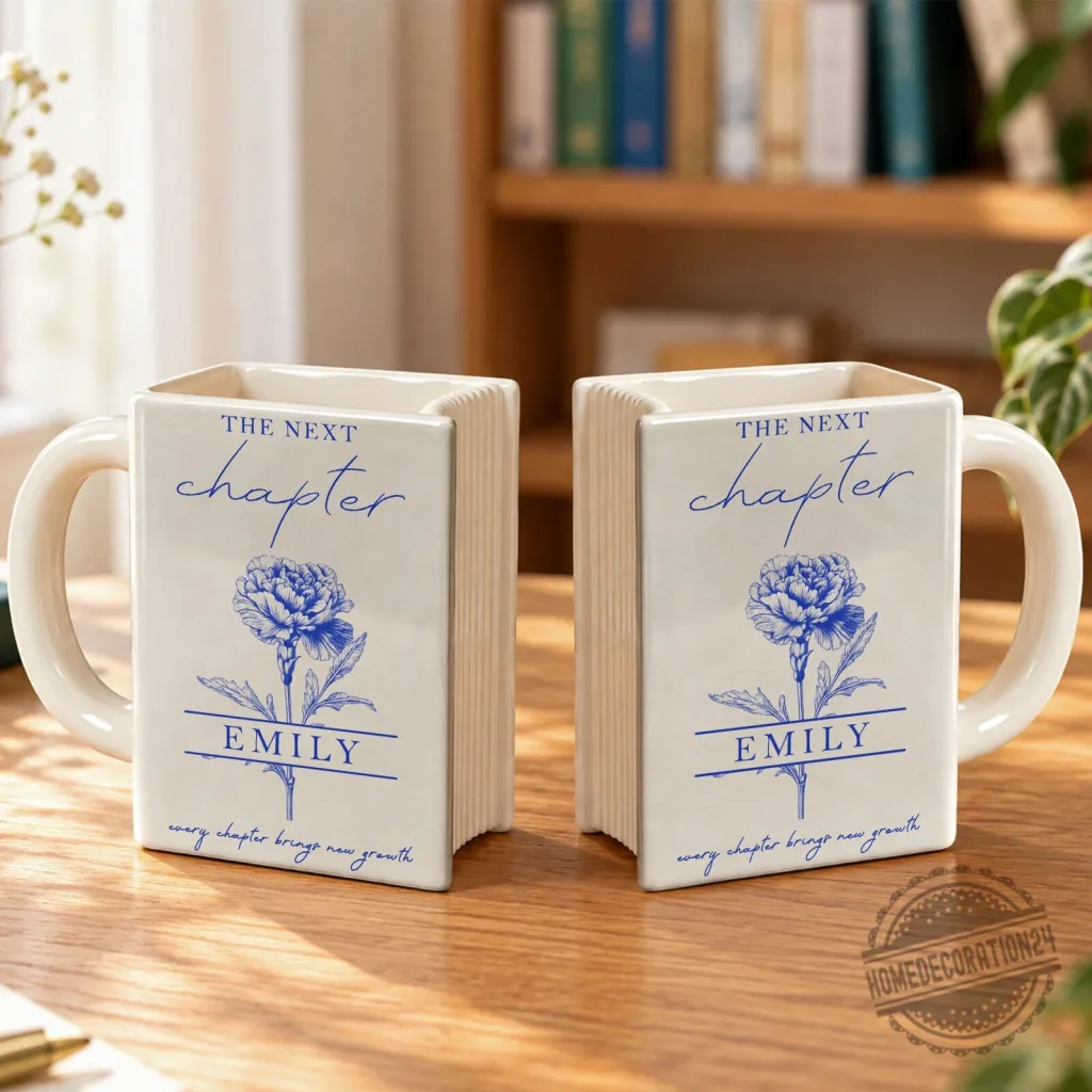 Personalized The Next Chapter Book Lover Mug, Custom Name Floral Coffee Cup Personalized The Next Chapter Book Lover Mug, Custom Name Floral Coffee Cup