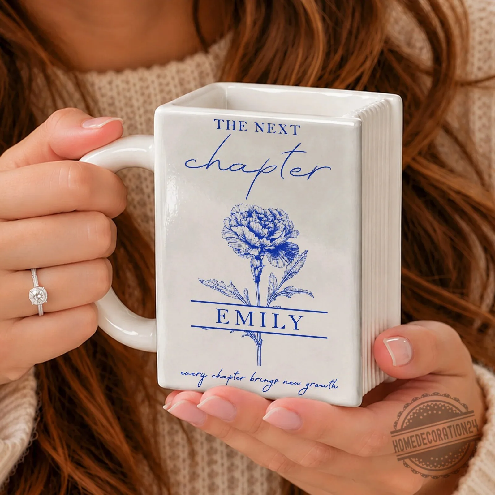 Personalized The Next Chapter Book Lover Mug, Custom Name Floral Coffee Cup 8 Personalized The Next Chapter Book Lover Mug, Custom Name Floral Coffee Cup