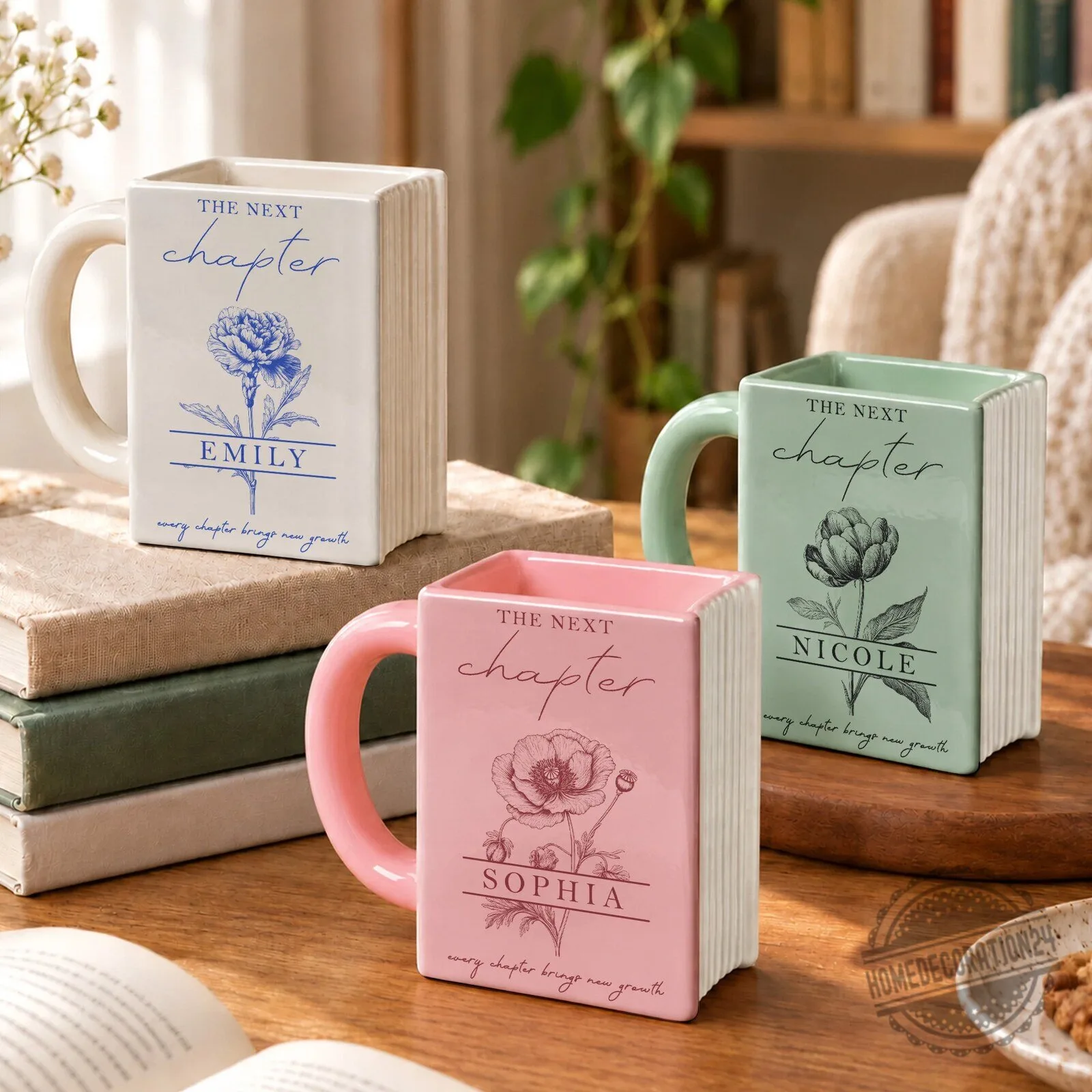 Personalized The Next Chapter Book Lover Mug, Custom Name Floral Coffee Cup 10 Personalized The Next Chapter Book Lover Mug, Custom Name Floral Coffee Cup