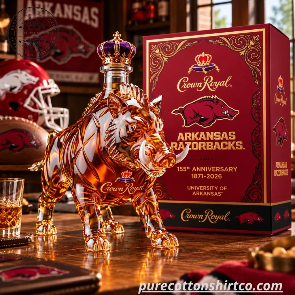 Arkansas Razorbacks 155th Anniversary Razorback Decanter - Crown Royal Glass Bottle Arkansas Razorbacks 155th Anniversary Razorback Decanter - Crown Royal Glass Bottle - Flash Sale
