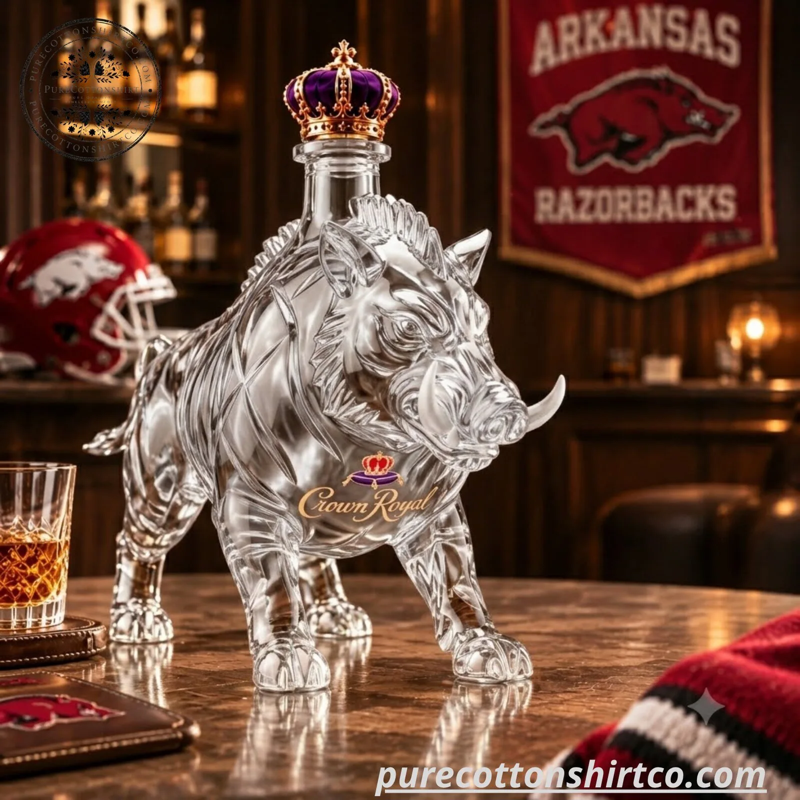Arkansas Razorbacks 155th Anniversary Razorback Decanter - Crown Royal Glass Bottle - Flash Sale 6 Arkansas Razorbacks 155th Anniversary Razorback Decanter - Crown Royal Glass Bottle