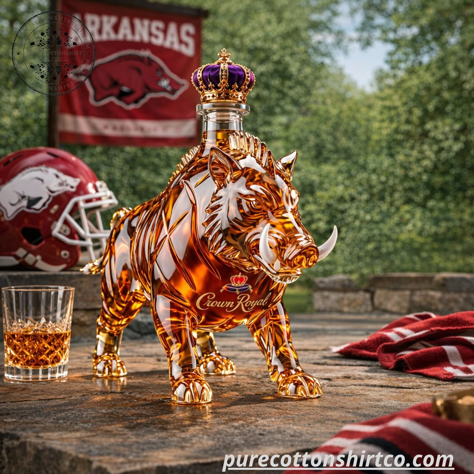 Arkansas Razorbacks 155th Anniversary Razorback Decanter - Crown Royal Glass Bottle - Flash Sale 8 Arkansas Razorbacks 155th Anniversary Razorback Decanter - Crown Royal Glass Bottle