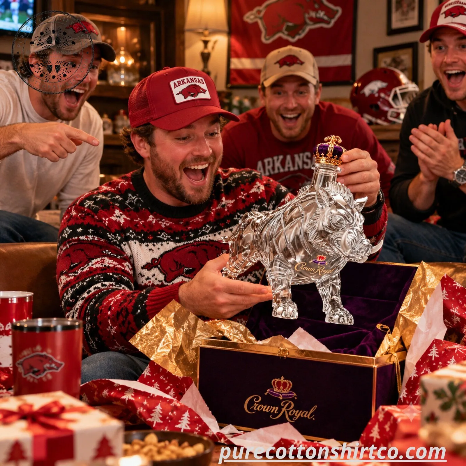 Arkansas Razorbacks 155th Anniversary Razorback Decanter - Crown Royal Glass Bottle - Flash Sale 9 Arkansas Razorbacks 155th Anniversary Razorback Decanter - Crown Royal Glass Bottle