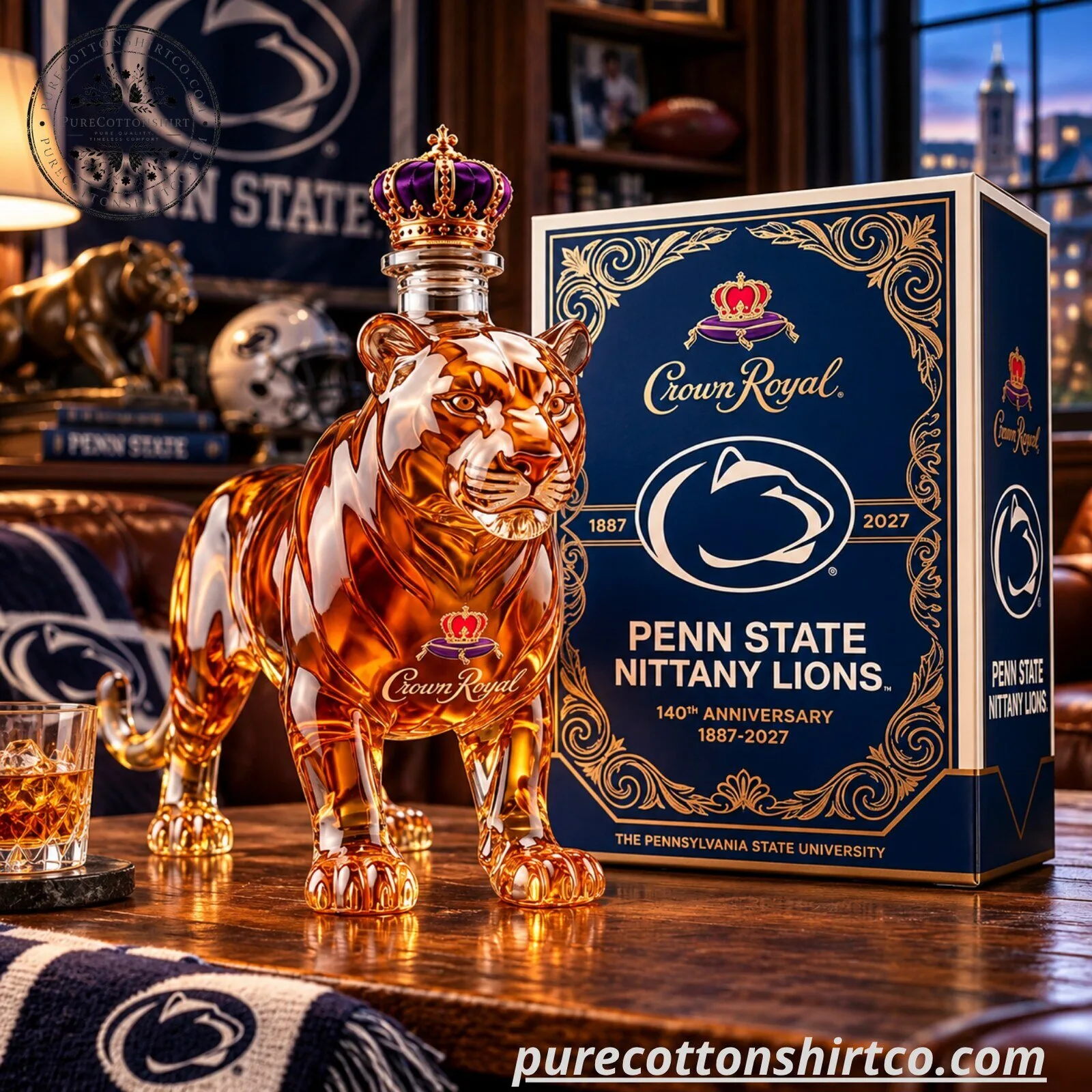 Penn State Nittany Lions 140th Anniversary Lion Decanter - Crown Royal Glass Bottle 5 Penn State Nittany Lions 140th Anniversary Lion Decanter - Crown Royal Glass Bottle