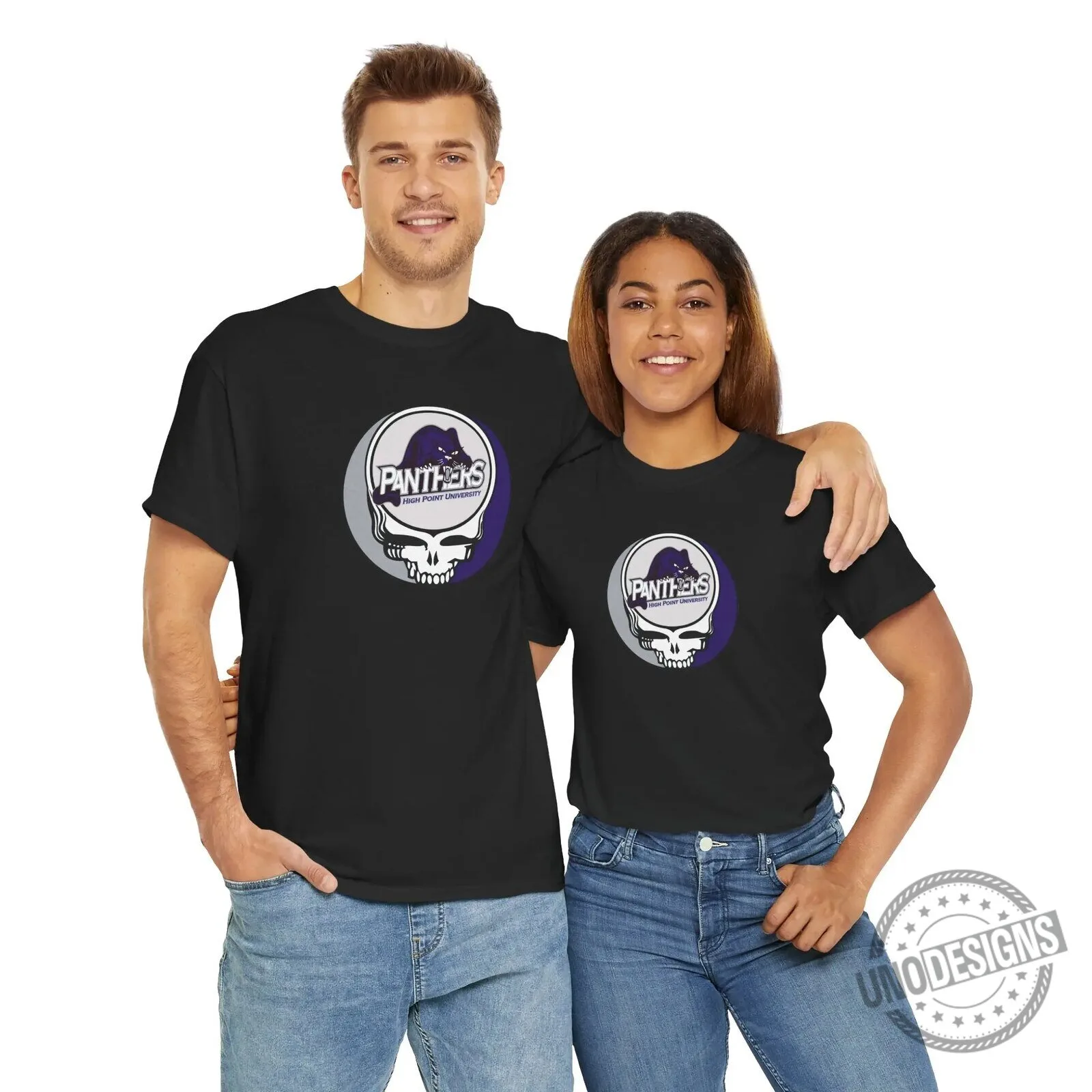 High Point University Panthers Grateful Dead Style Skull Graphic T-Shirt 8 High Point University Panthers Grateful Dead Style Skull Graphic T-Shirt