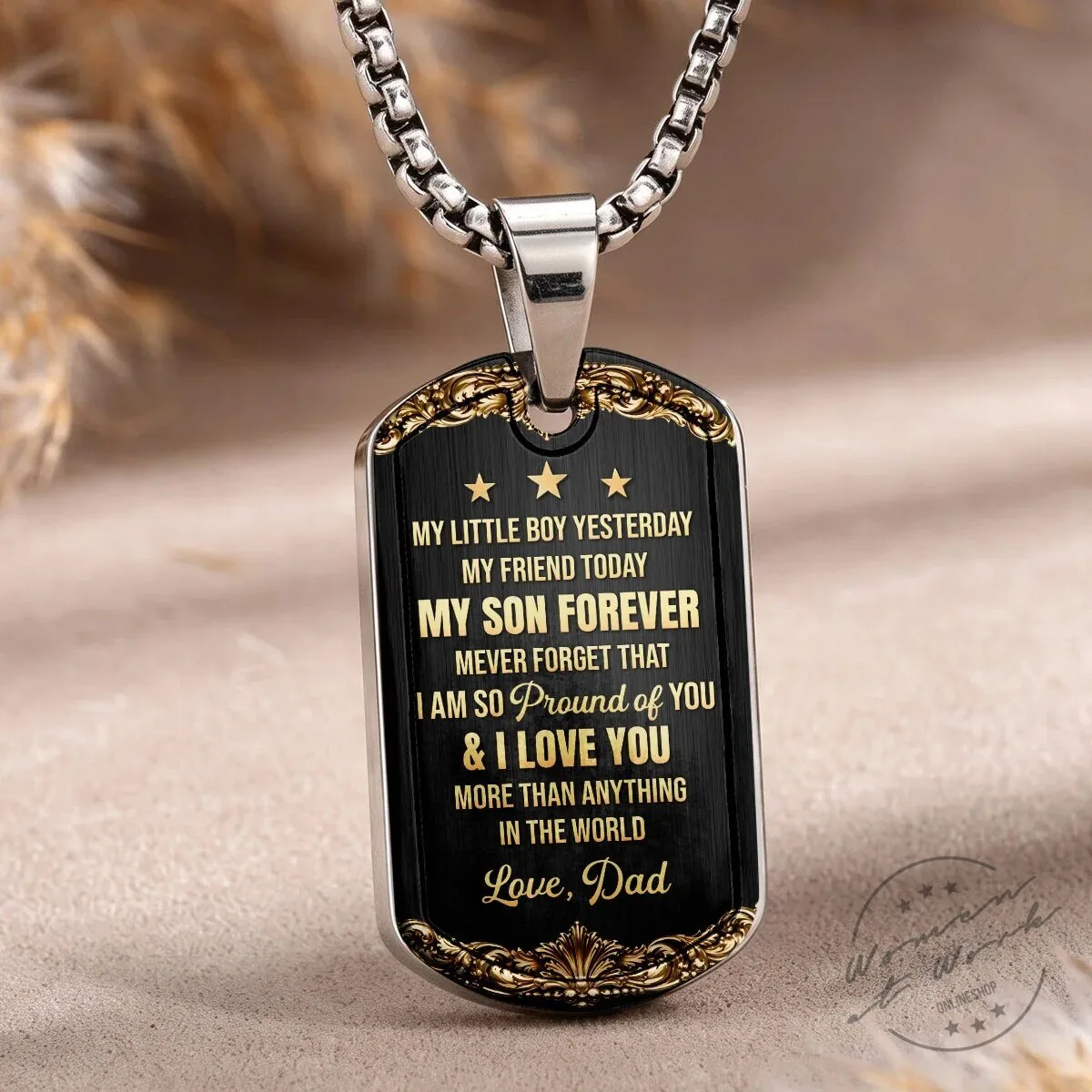Personalized To My Son Fist Bump Dog Tag Necklace from Dad, Son Forever Gift 8 Personalized To My Son Fist Bump Dog Tag Necklace from Dad, Son Forever Gift