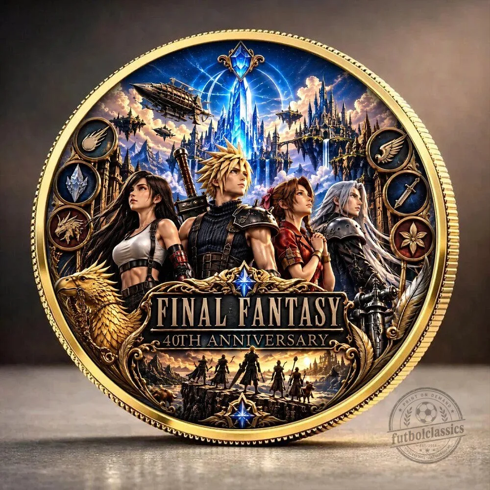 40th Anniversary Gold Plated Collectible Coin for Final Fantasy Celebration 1 40th Anniversary Gold Plated Collectible Coin for Final Fantasy Celebration