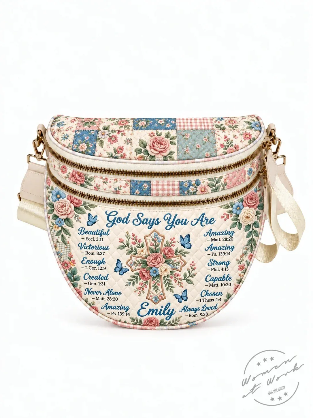 Personalized God Says You Are Christian Quilted Crossbody Bag for Women