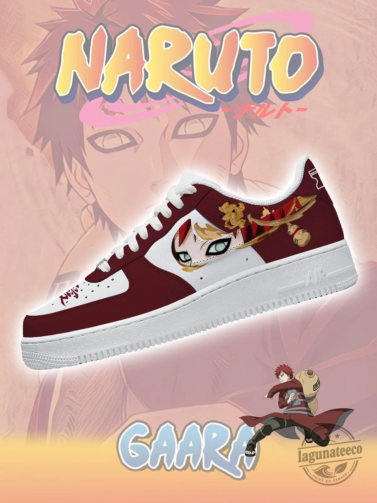 Naruto Gaara Anime Character Custom Printed Air Force One Shoes