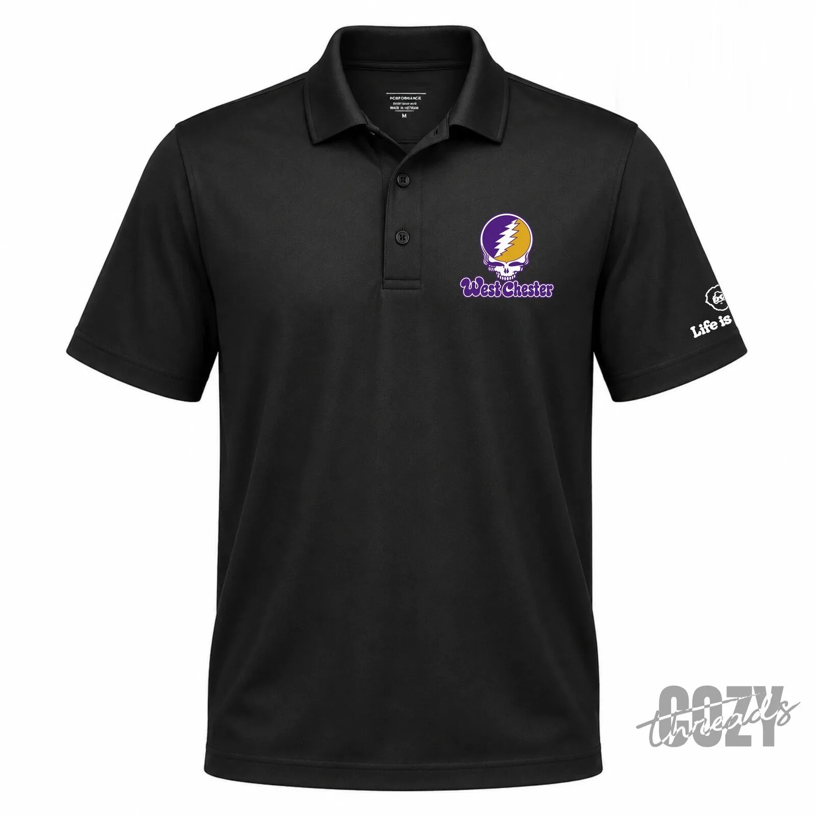 West Chester Grateful Dead Stealie Skull Logo Light Blue Polo Shirt 6 West Chester Grateful Dead Stealie Skull Logo Light Blue Polo Shirt
