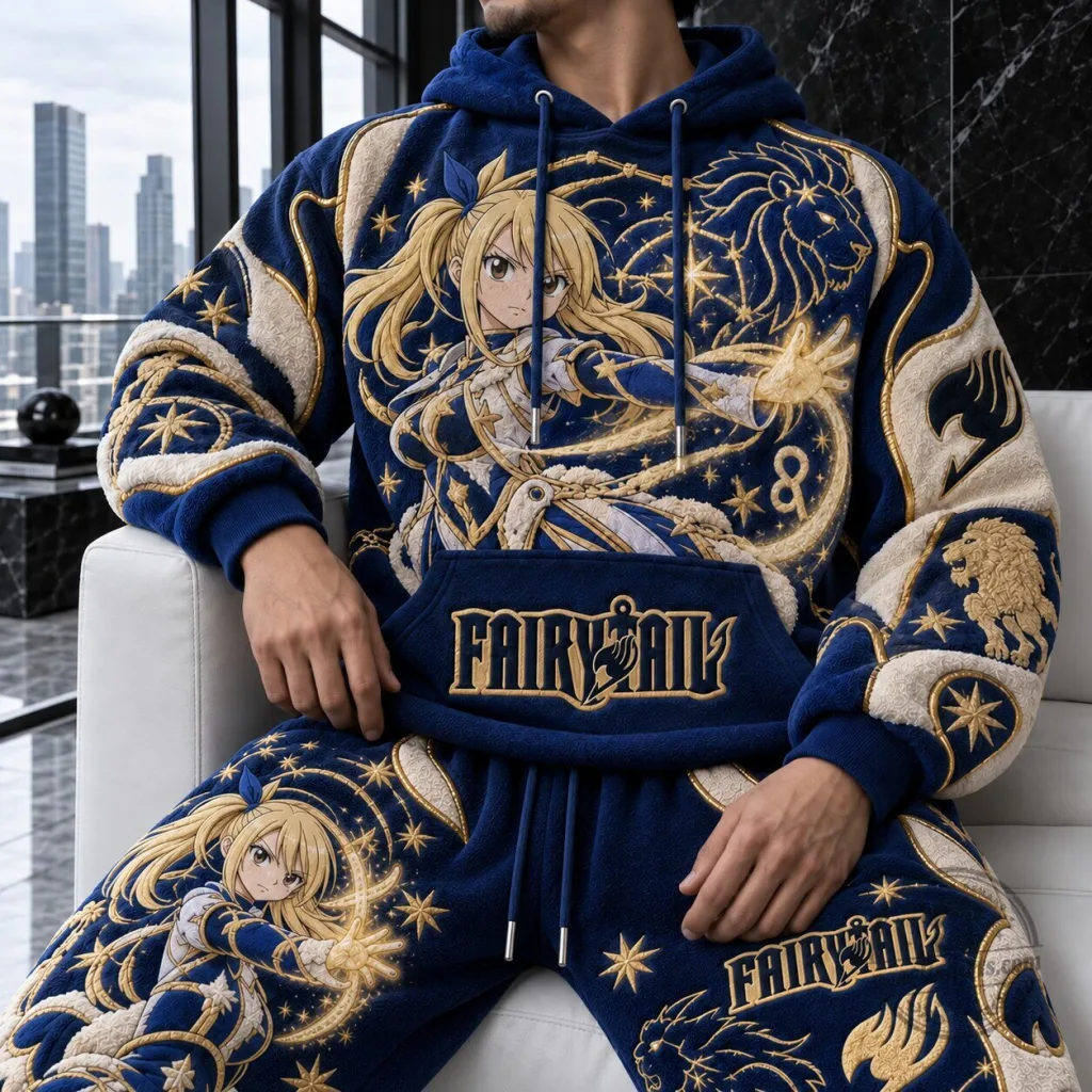 Fairy Tail Lucy Heartfilia Anime Manga Embroidered Sherpa Hoodie Fairy Tail Lucy Heartfilia Anime Manga Embroidered Sherpa Hoodie