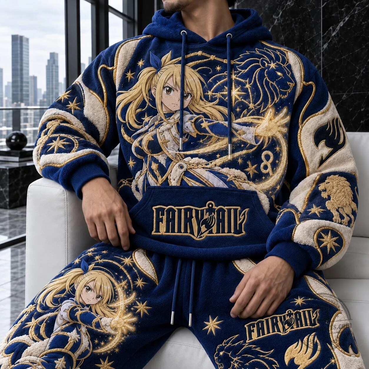 Fairy Tail Lucy Heartfilia Anime Manga Embroidered Sherpa Hoodie