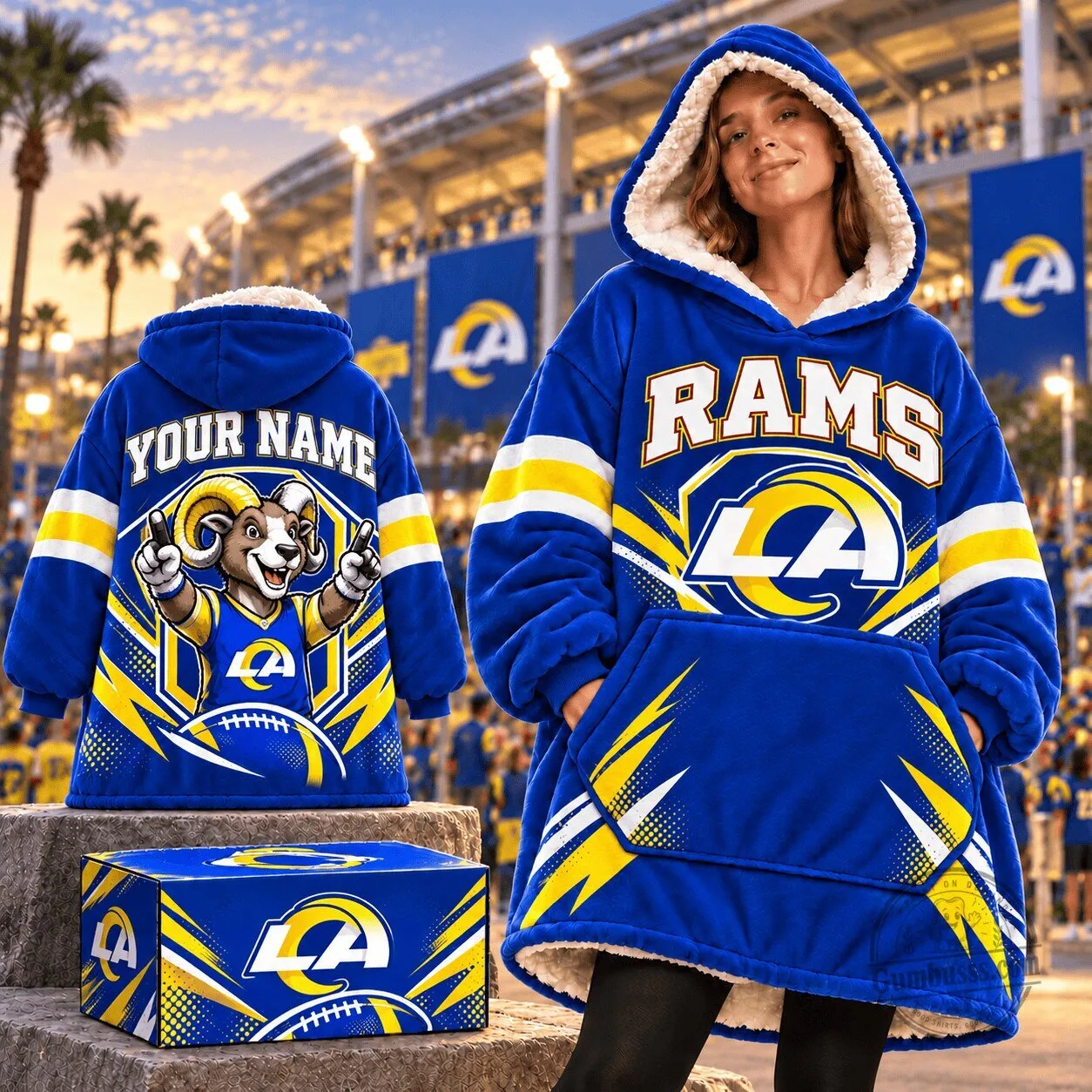 Los Angeles Rams NFL Oversized Wearable Blanket Hoodie 1 Los Angeles Rams NFL Oversized Wearable Blanket Hoodie