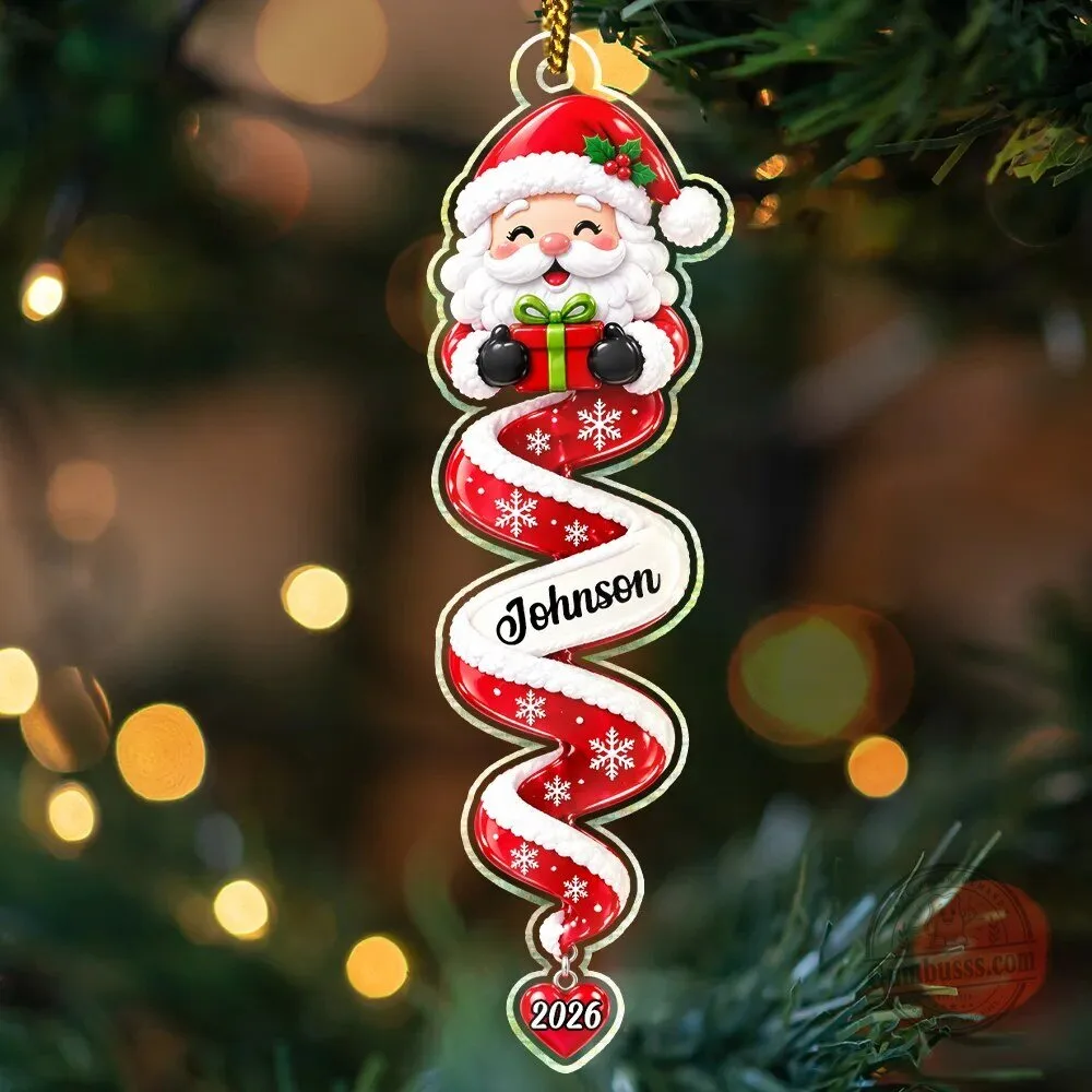 Personalized Christmas Tree Santa Snowman Penguin Elf Spiral Ornament 10 Personalized Christmas Tree Santa Snowman Penguin Elf Spiral Ornament