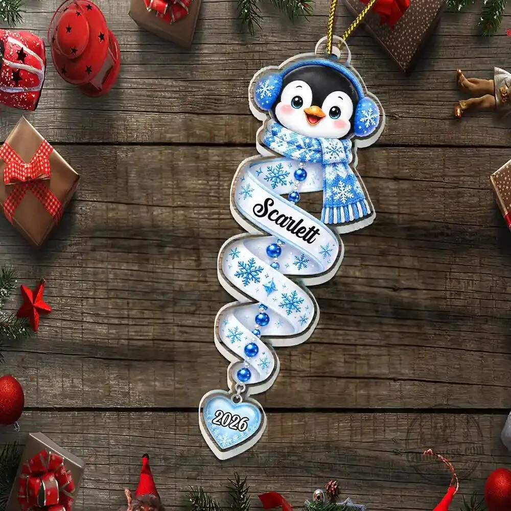 Personalized Christmas Tree Santa Snowman Penguin Elf Spiral Ornament 12 Personalized Christmas Tree Santa Snowman Penguin Elf Spiral Ornament